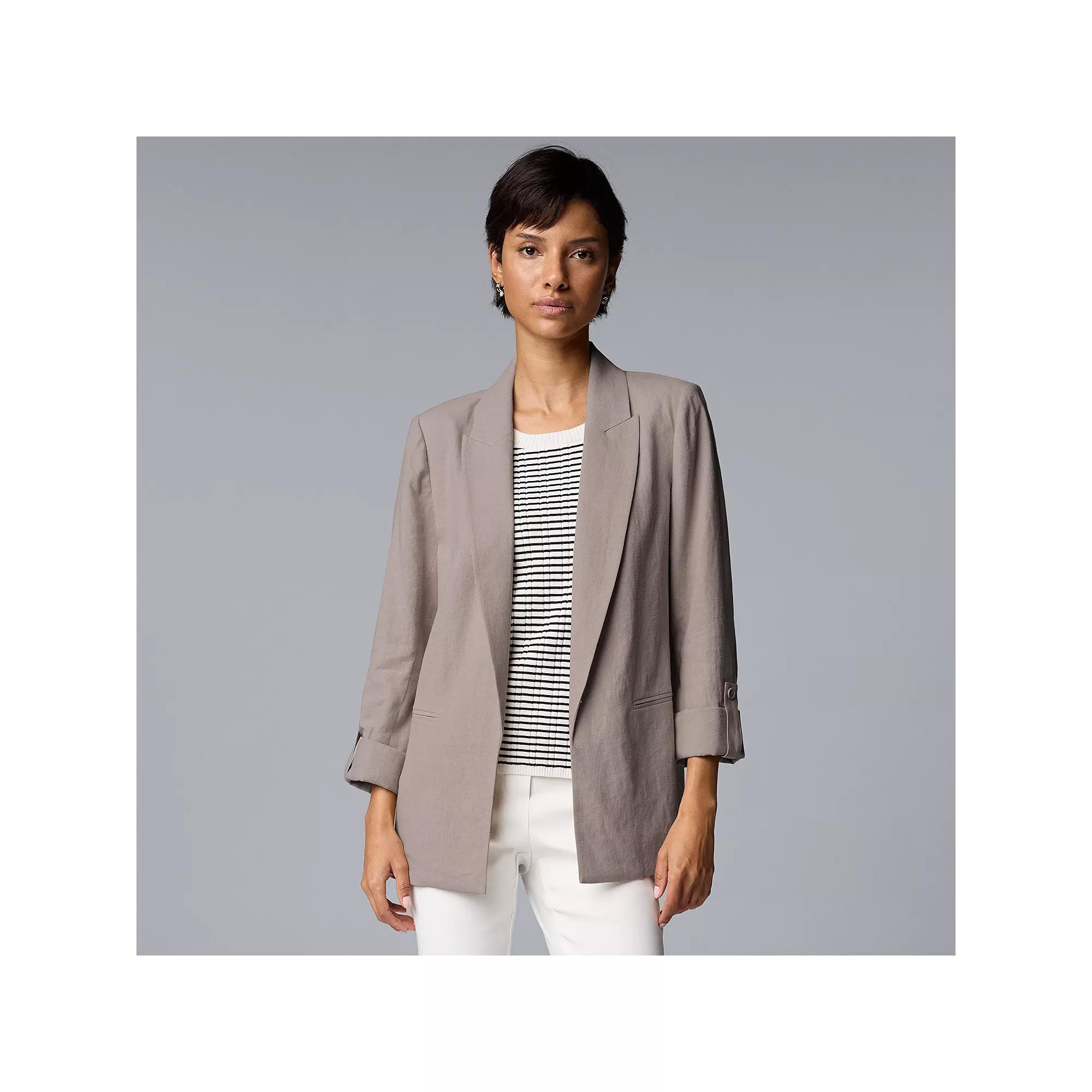 Women's Simply Vera Vera Wang Linen Roll Tab Blazer,  Product Image