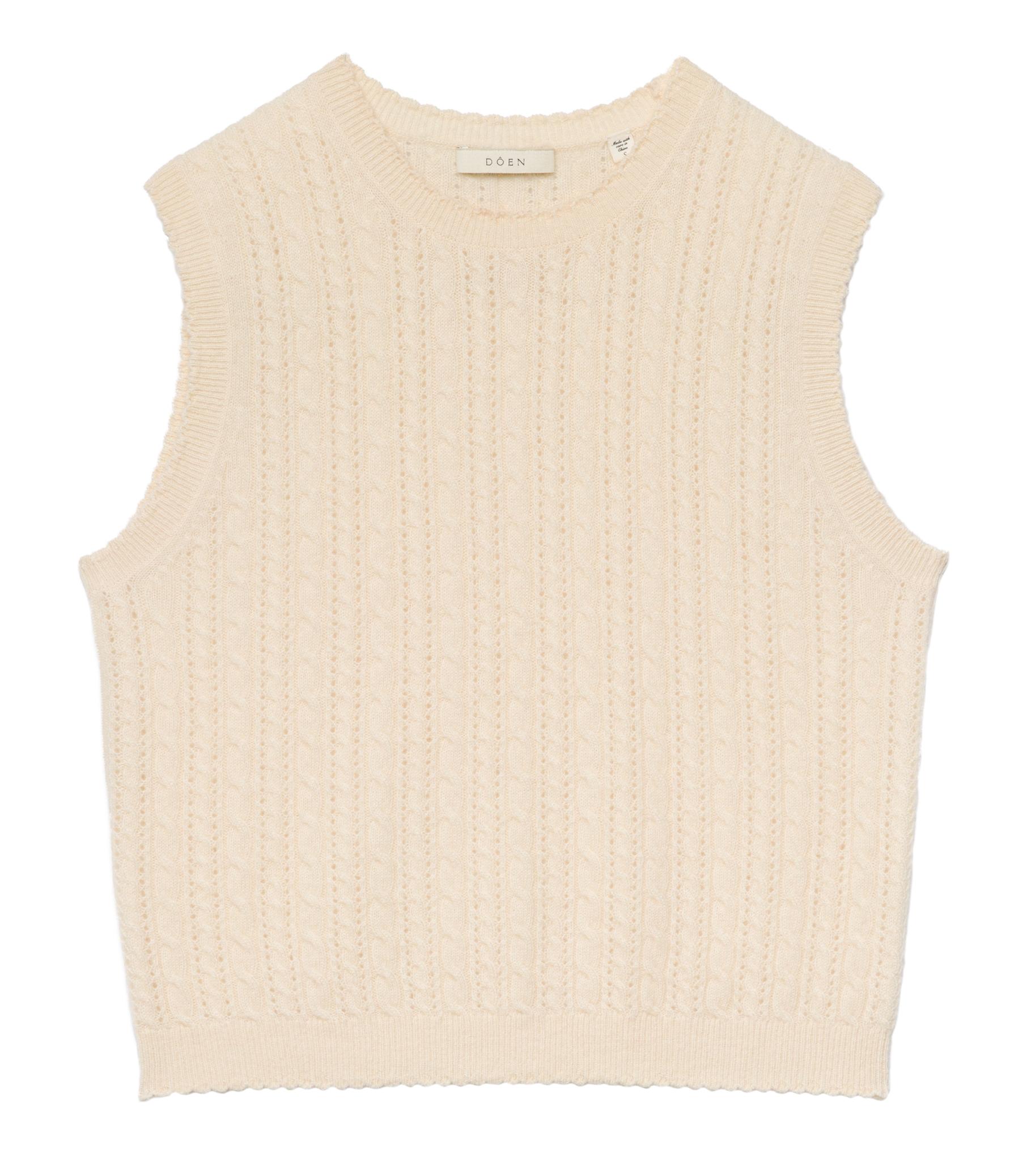 LOUDEN CASHMERE CABLE TOP -- DOGWOOD Product Image