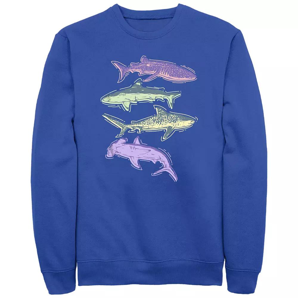 Men's Colorful Sharks Graphic Fleece,  Product Image