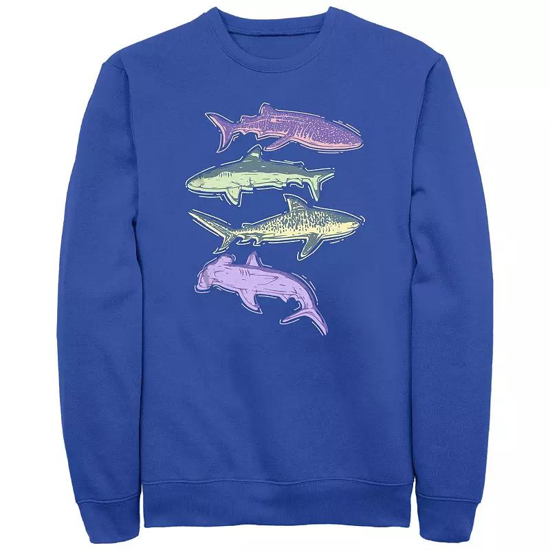Men's Colorful Sharks Graphic Fleece,  Product Image