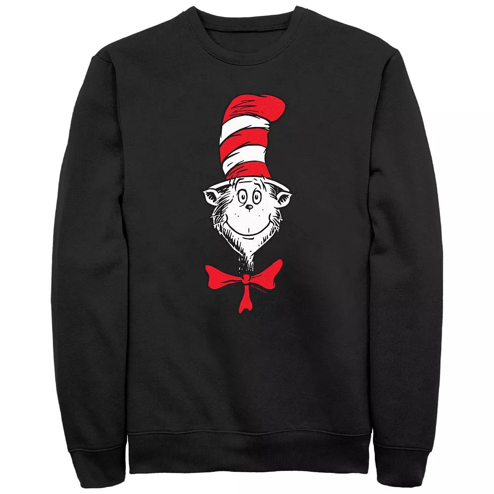 Men's Dr. Seuss The Cat In The Hat Face Graphic Fleece, Size: Small, Black Product Image