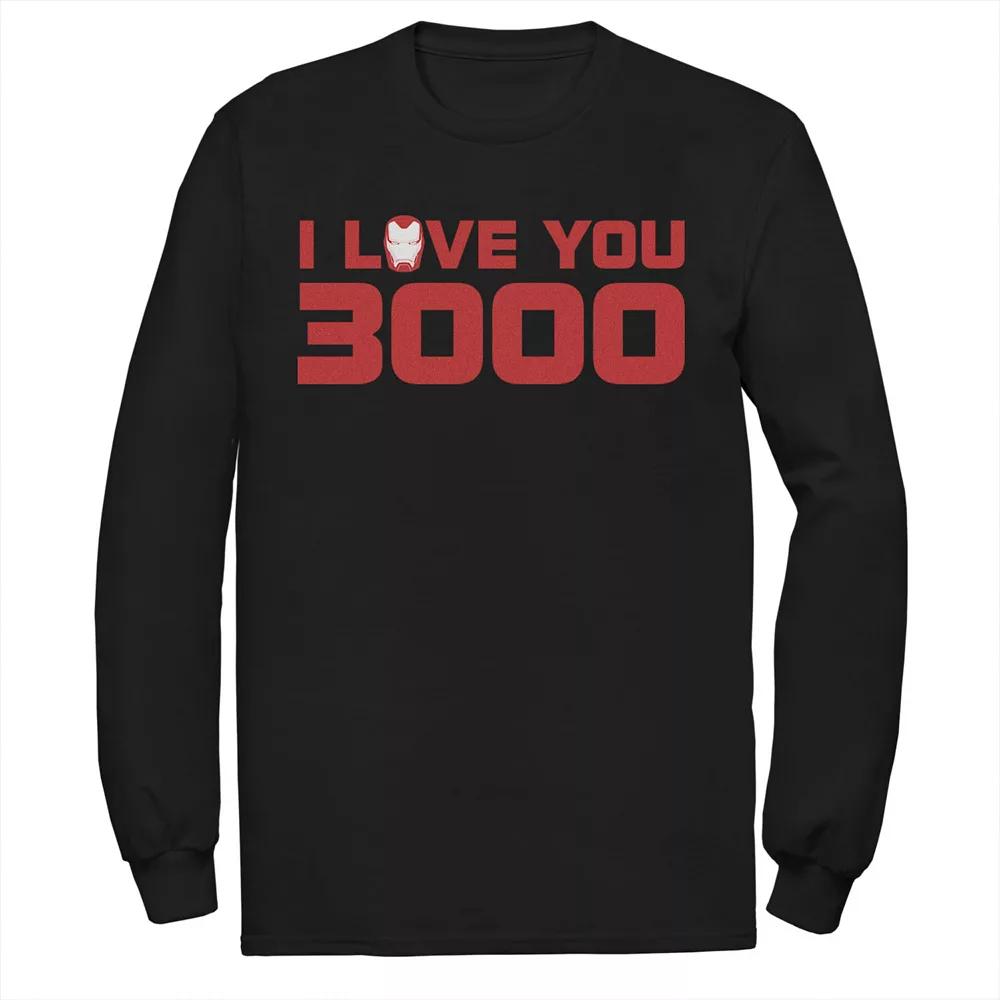 Men's Marvel Avengers Endgame I Love You 3000 Iron Man Head Quote Long Sleeve Graphic Tee,  Product Image