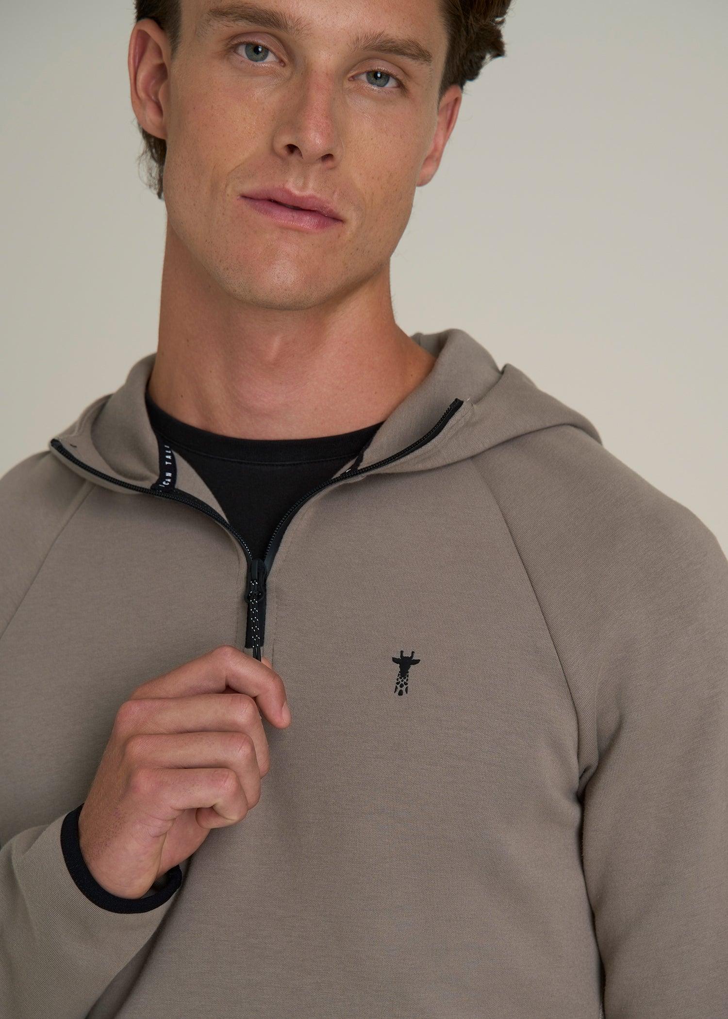 Tech Motion Fleece Hooded Popover for Tall Men in Portobello Male Product Image