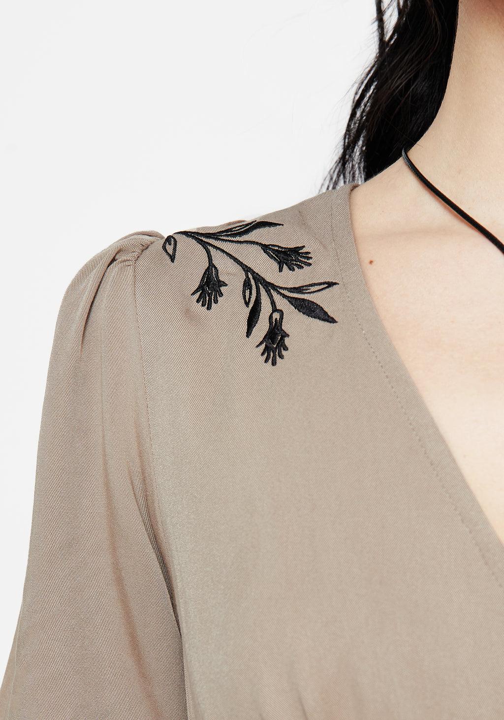 Hester Embroidered Button Up Mini Dress Product Image