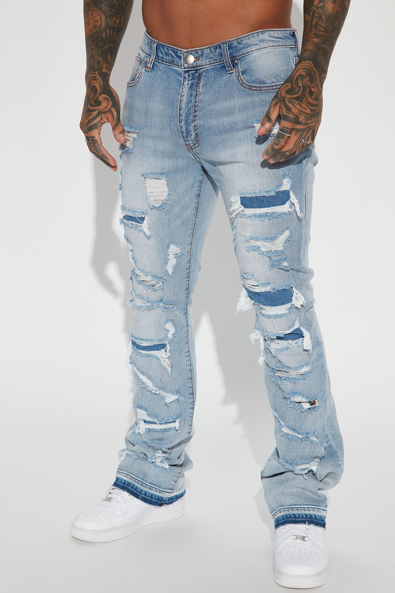 Through It Ripped Skinny Flared Jeans - Vintage Blue Wash Product Image