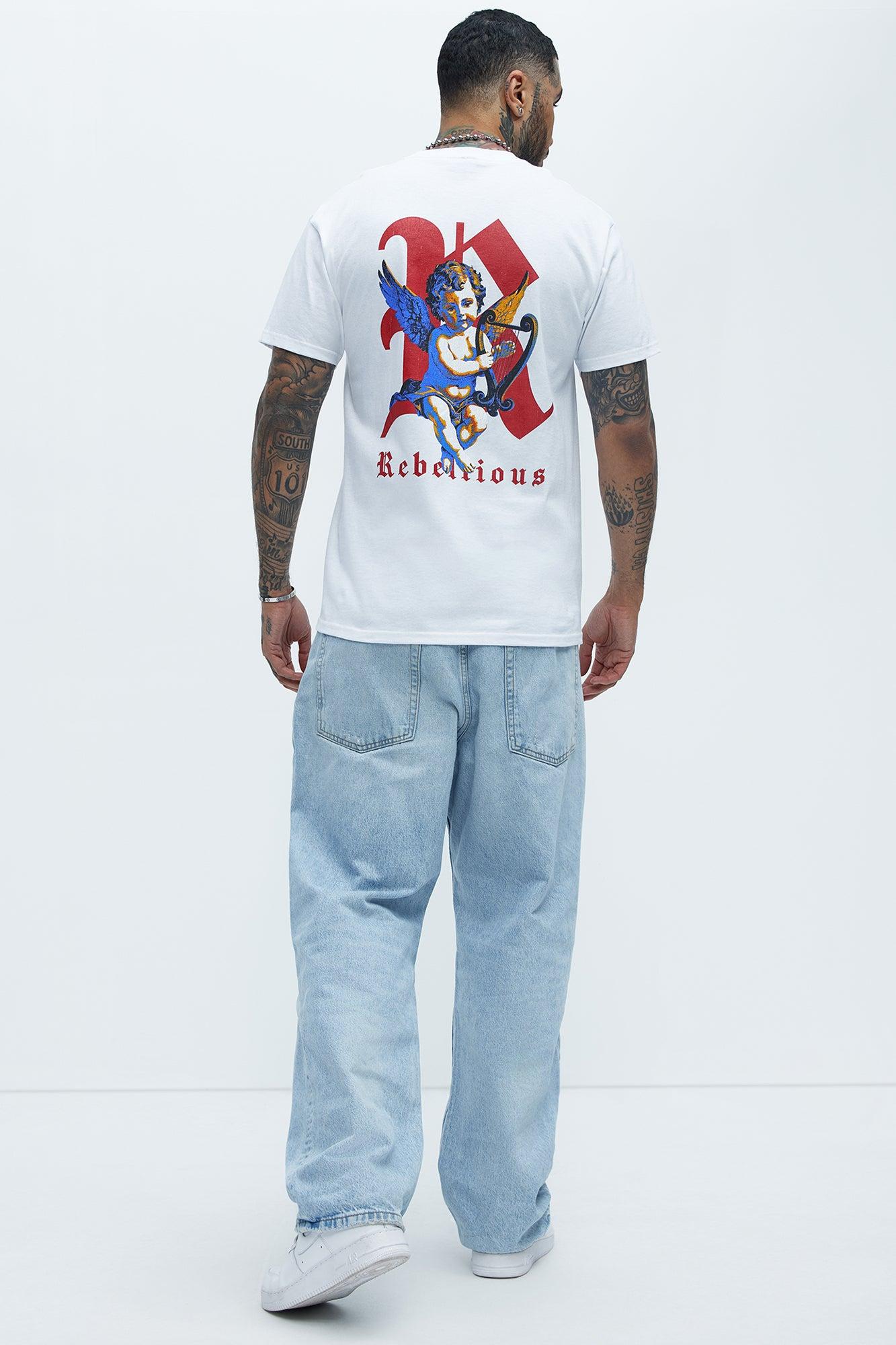 Rebellious Angel Short Sleeve Tee - White Product Image