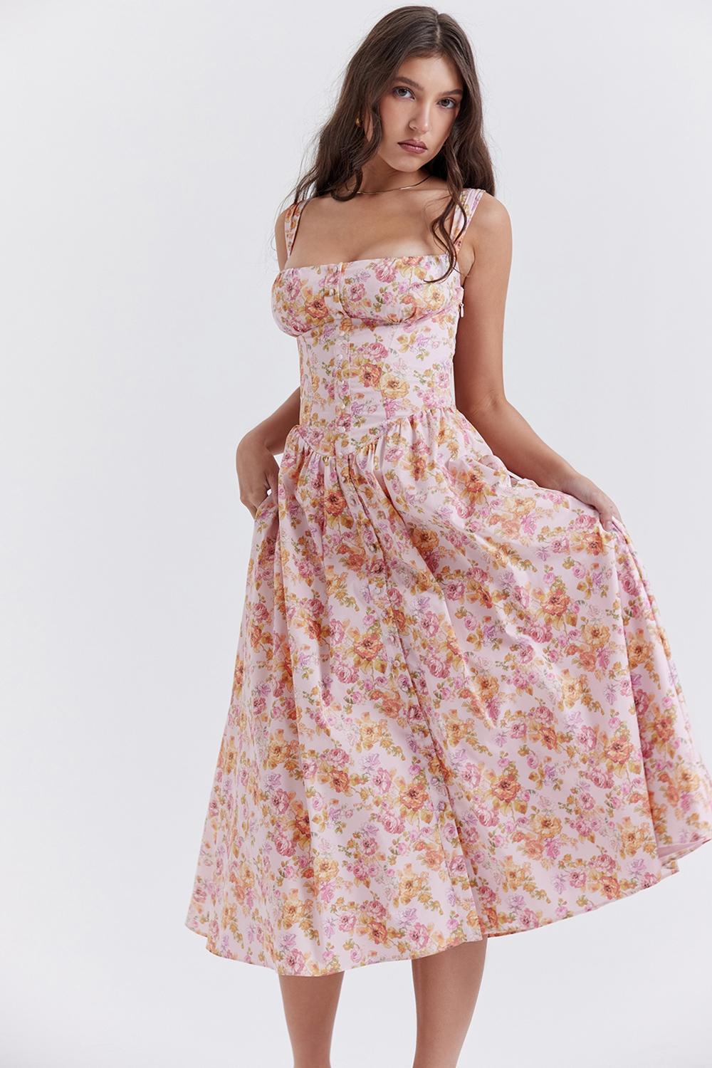 Tatiana  pink print midi sundress Product Image
