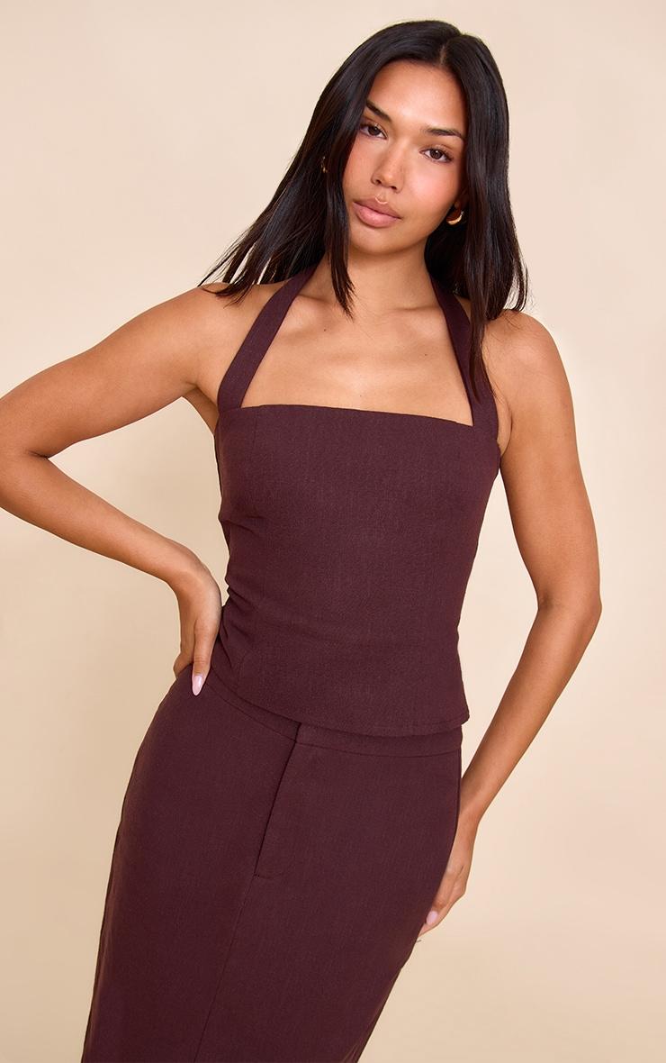 Deep Chocolate Premium Linen A Line Maxi Skirt Product Image