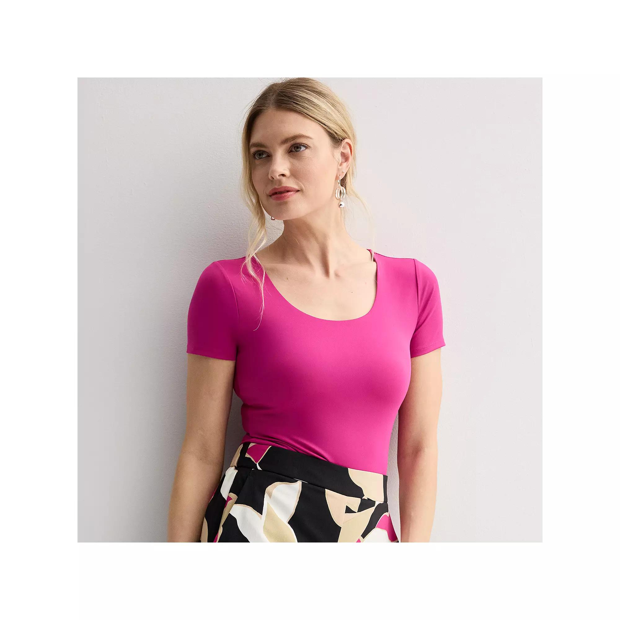 Women's Nine West Sculpt Scoopneck Bodysuit, Size: Medium, Orchid Landscape Product Image