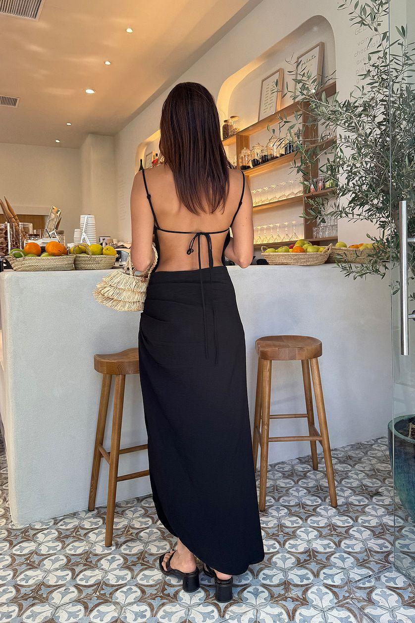 Tie Back Draped Midi Dress Product Image