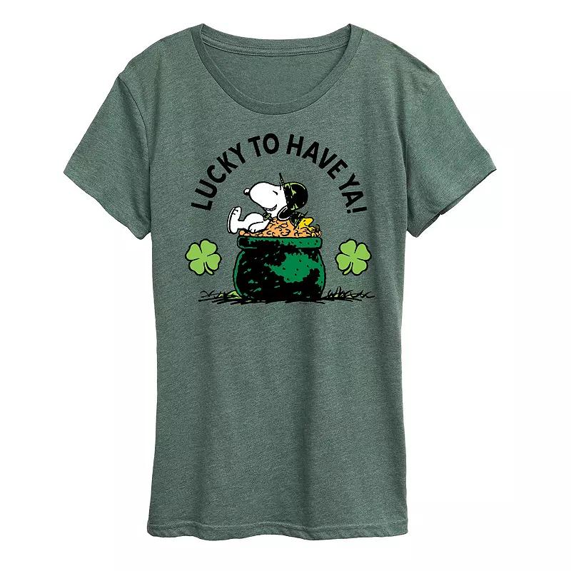 Women's Peanuts Snoopy & Woodstock Lucky To Have Ya Graphic Tee,  Product Image
