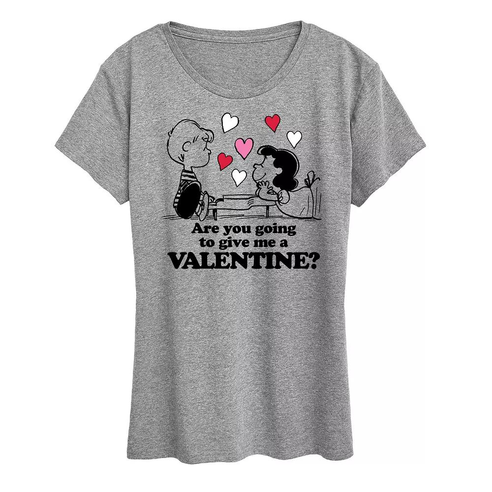 Women's Peanuts Lucy And Schroeder Valentine Graphic Tee,  Product Image
