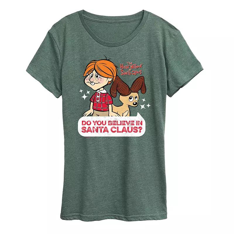 Womens The Year Without Santa Claus Do You Believe In Santa Graphic Tee, Girls Grey Juniper Product Image