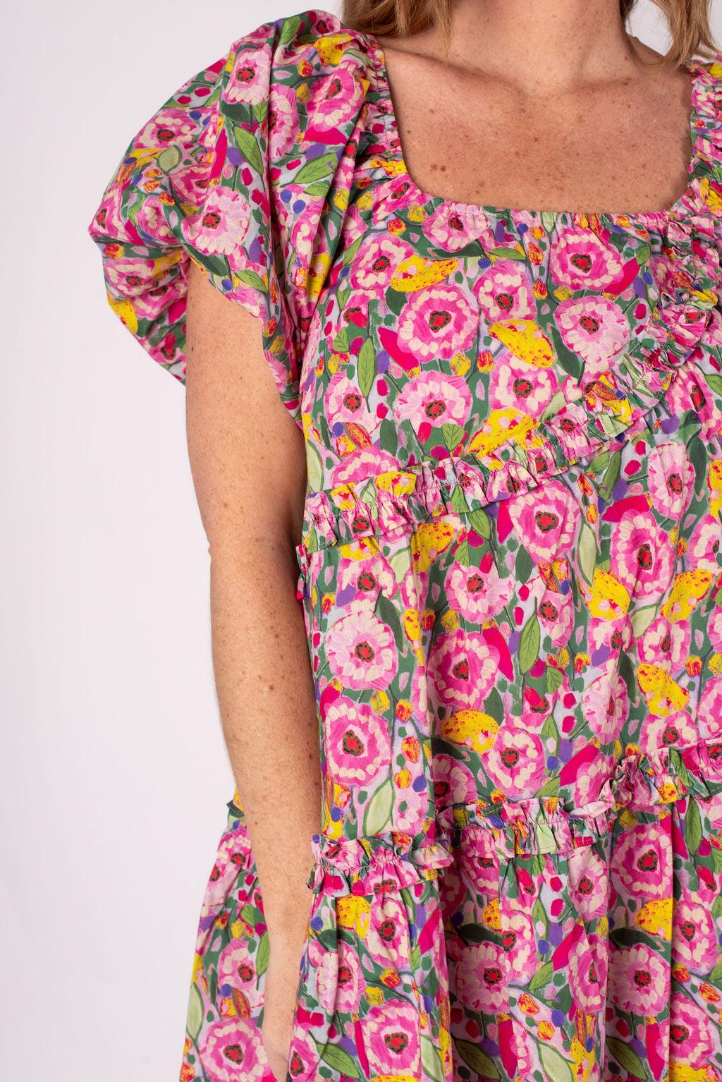 Blooming Floral Puff Sleeve Mini Dress Product Image