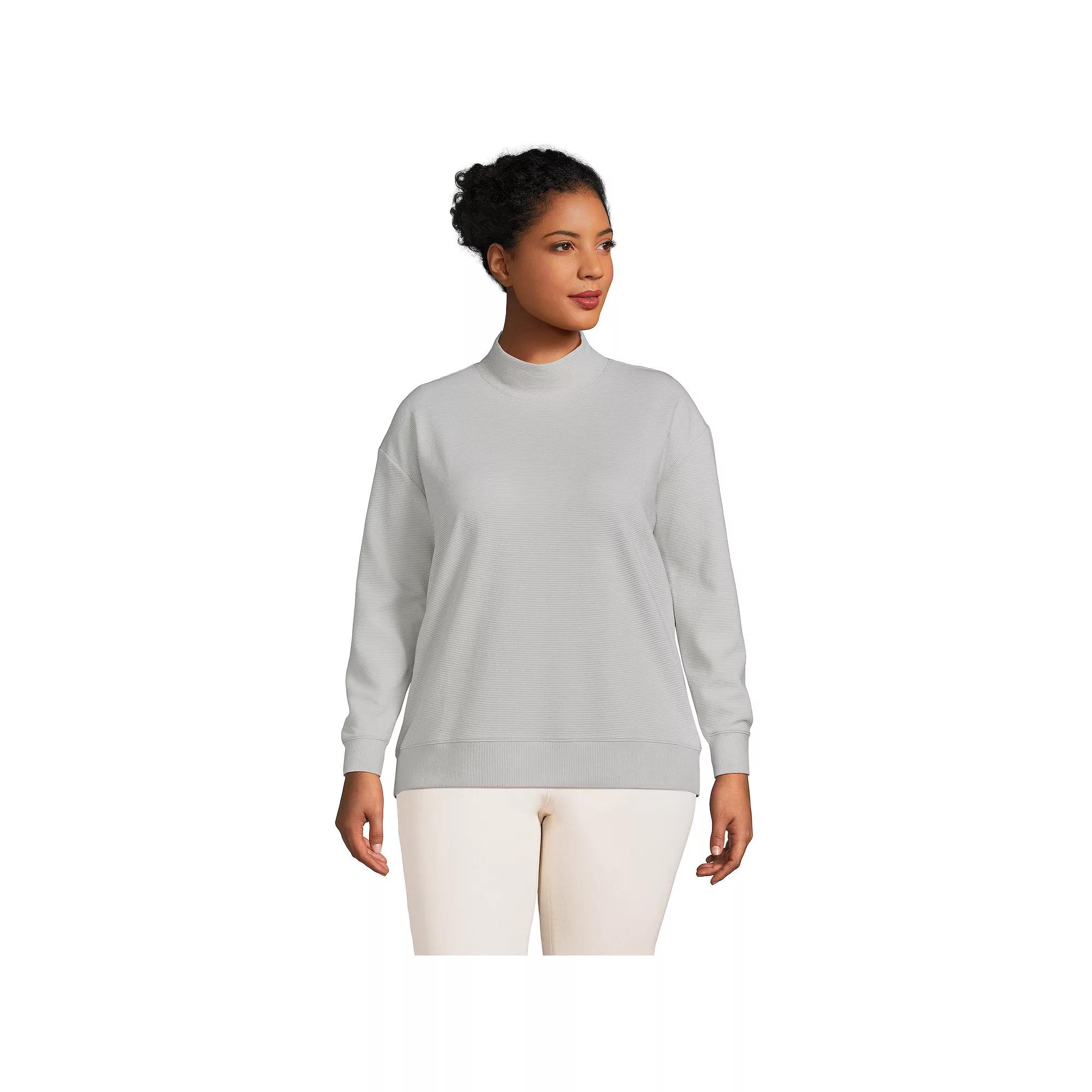 Women's Lands' End Long Sleeve Ottoman Mock Pullover,  Product Image