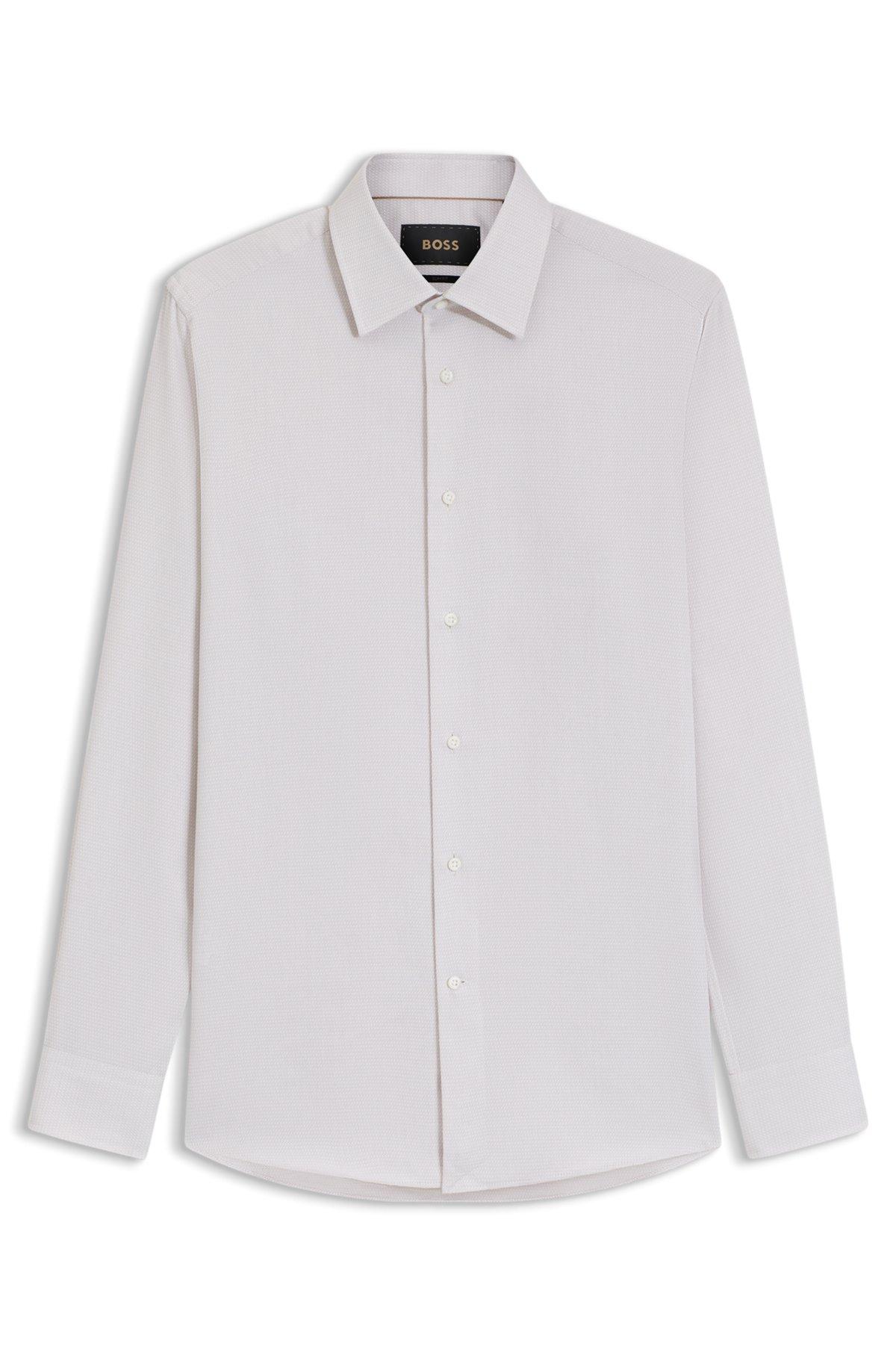 Slim-fit shirt in Italian-made structured cotton Product Image
