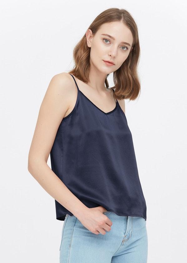  V Neck Front and Back Silk Camisole Product Image