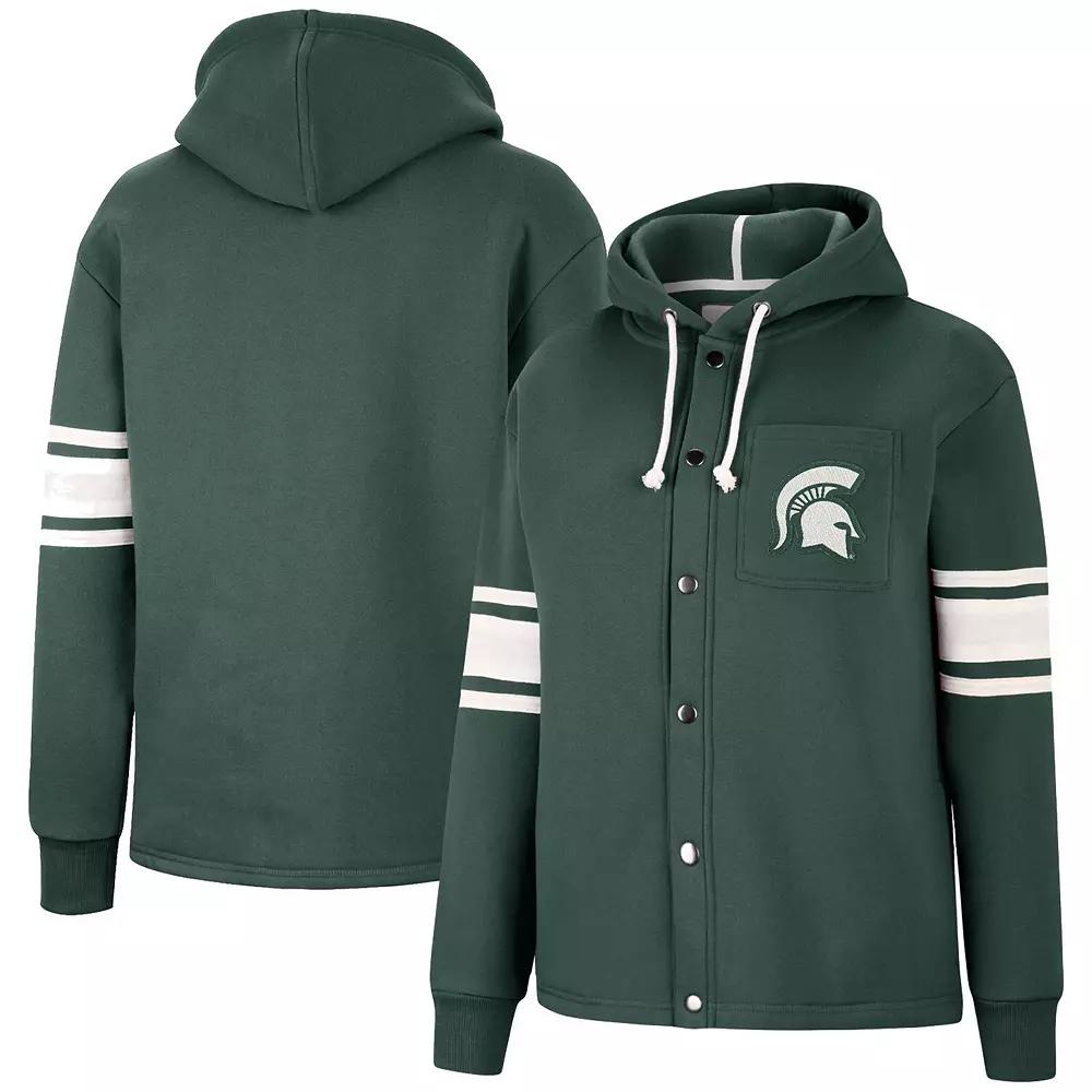 Women's Colosseum Green Michigan State Spartans Mia Striped Full-Snap Hoodie Jacket, Size: Small Product Image