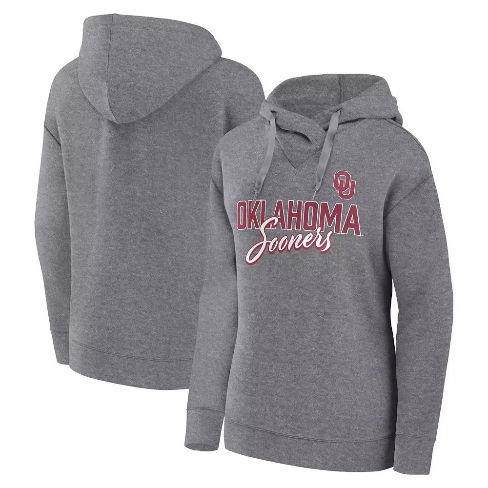 Women's Fanatics Branded Heather Gray Oklahoma Sooners Script Favorite Pullover Hoodie,  Product Image