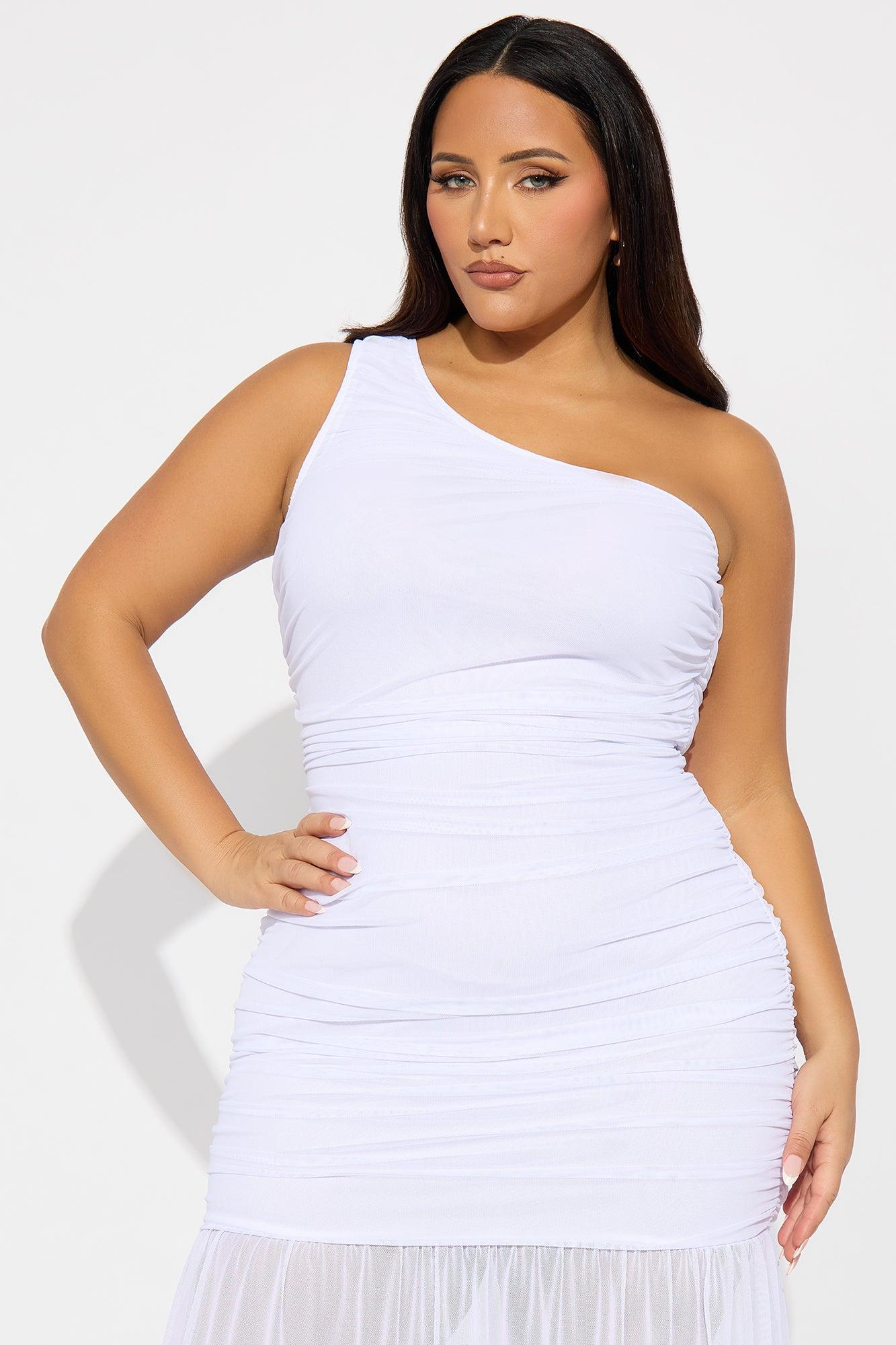 Tayana Ruched One Shoulder Maxi Dress - White Female Product Image
