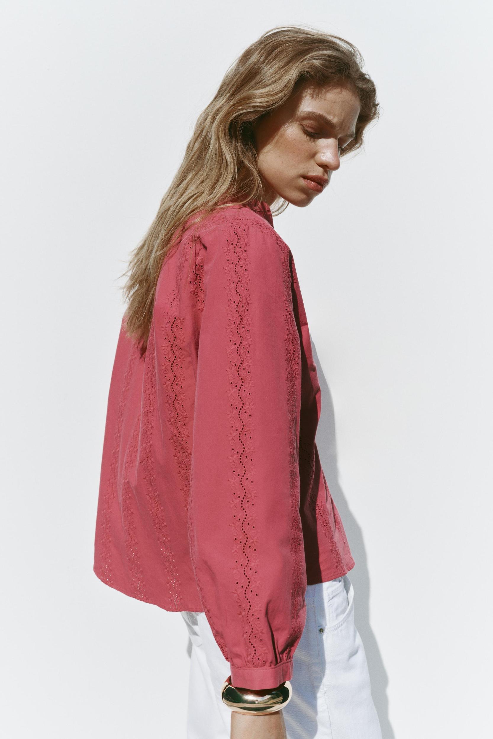 EMBROIDERED EYELET BLOUSE Product Image