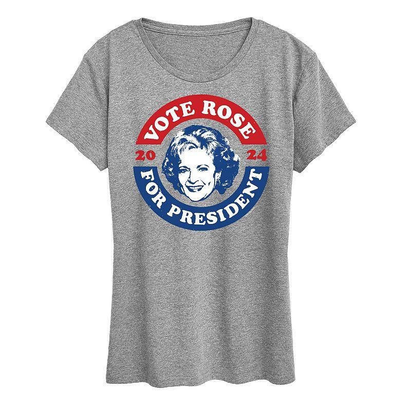 Women's Golden Girls President Rose Graphic Tee, Girl's, Size: XL, Grey Gray Product Image