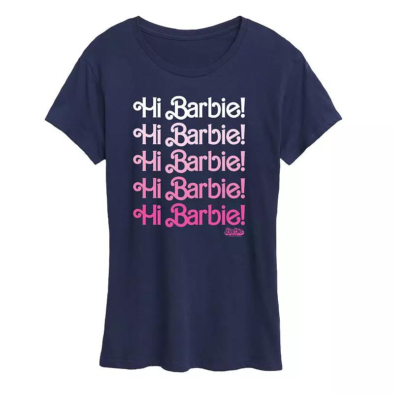 Womens Barbie The Movie Hi Barbie Graphic Tee, Girls Grey Blue Product Image