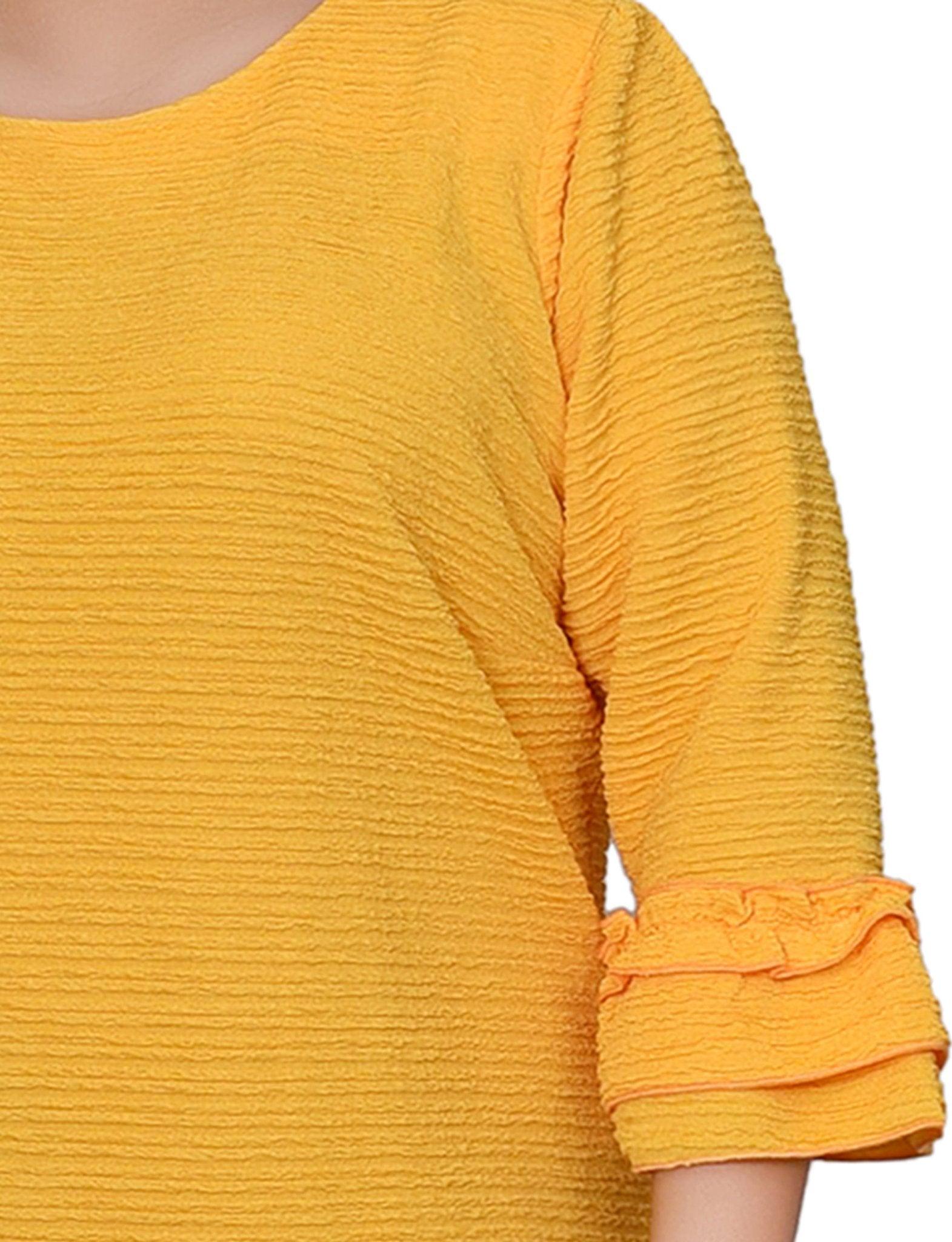 Lemon 3/4 Sleeve Textured Knit Dress - Plus Product Image