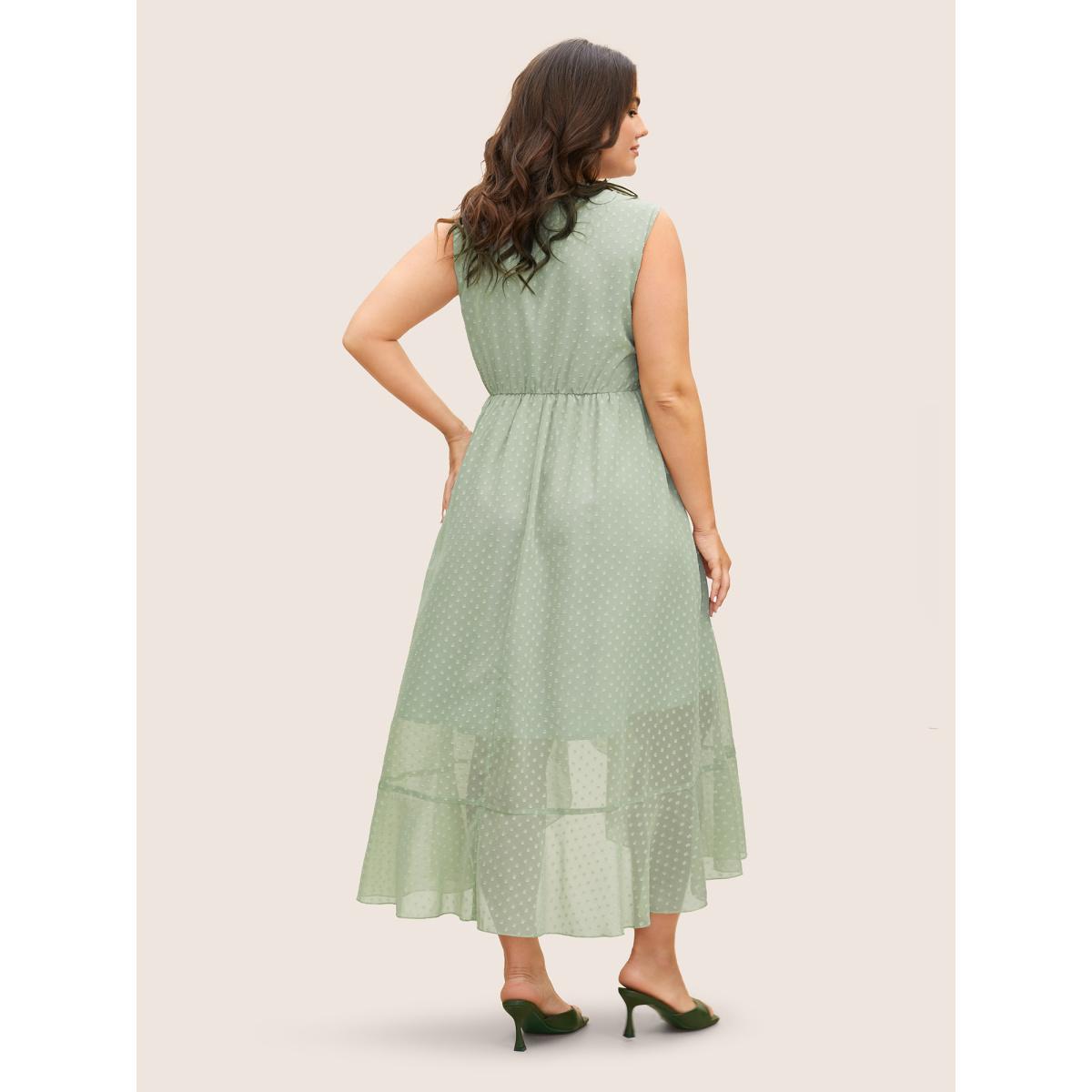 Plus Size Overlap Collar Texture See Through Dress Palemauve Women Elegant Texture Overlap Collar Sleeveless Curvy BloomChic 28/5X Product Image