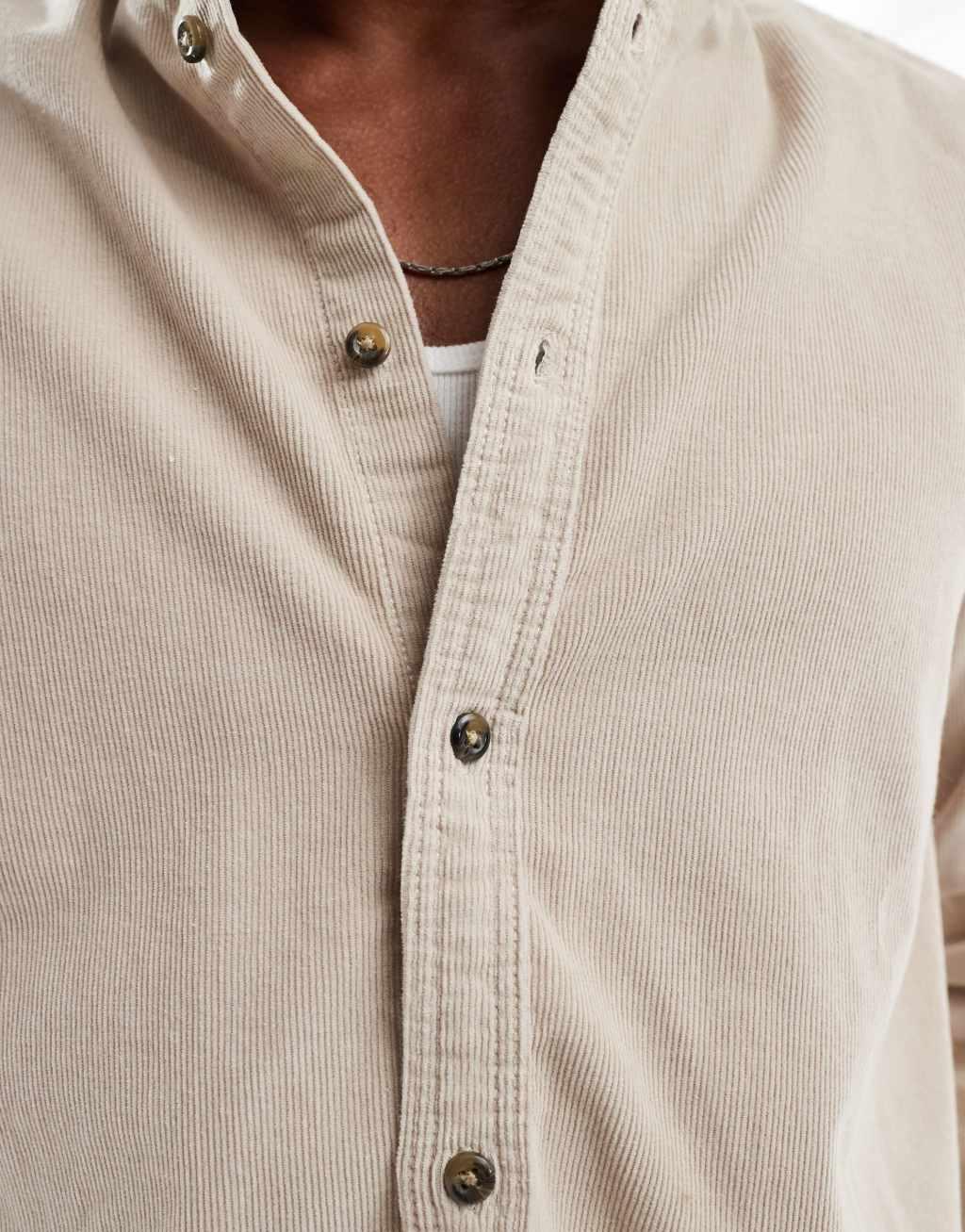 Only & Sons cord shirt in beige Product Image