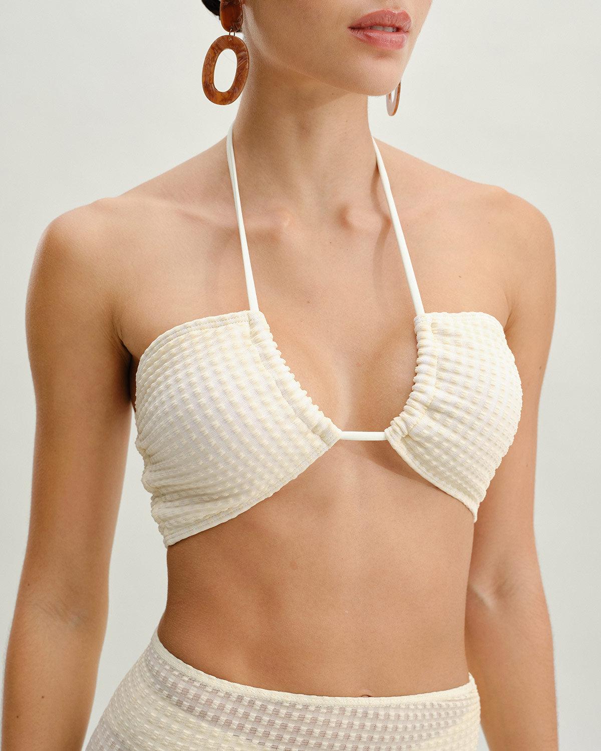 Beige Strapless Bikini Set Product Image
