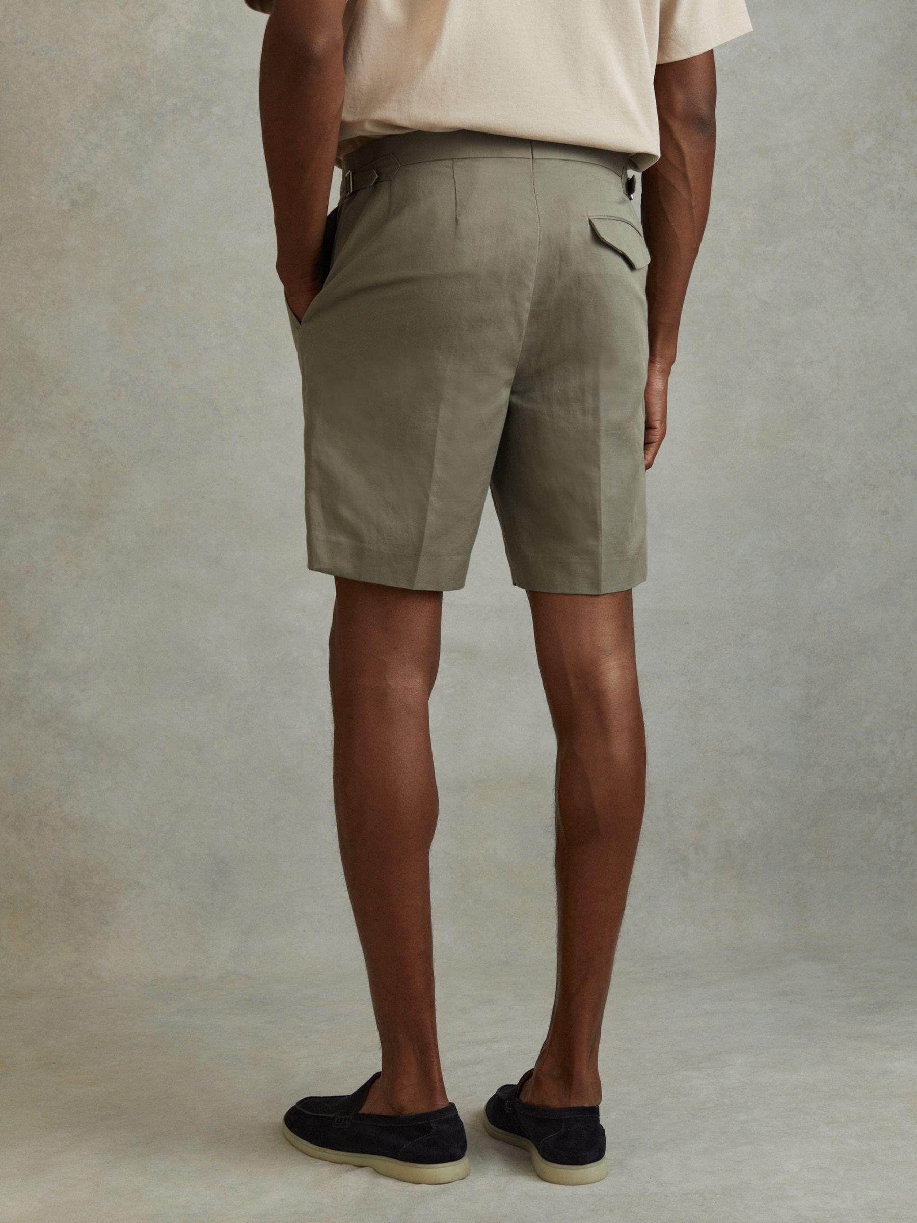 Cotton/Linen Blend Adjuster Shorts in Sage Product Image