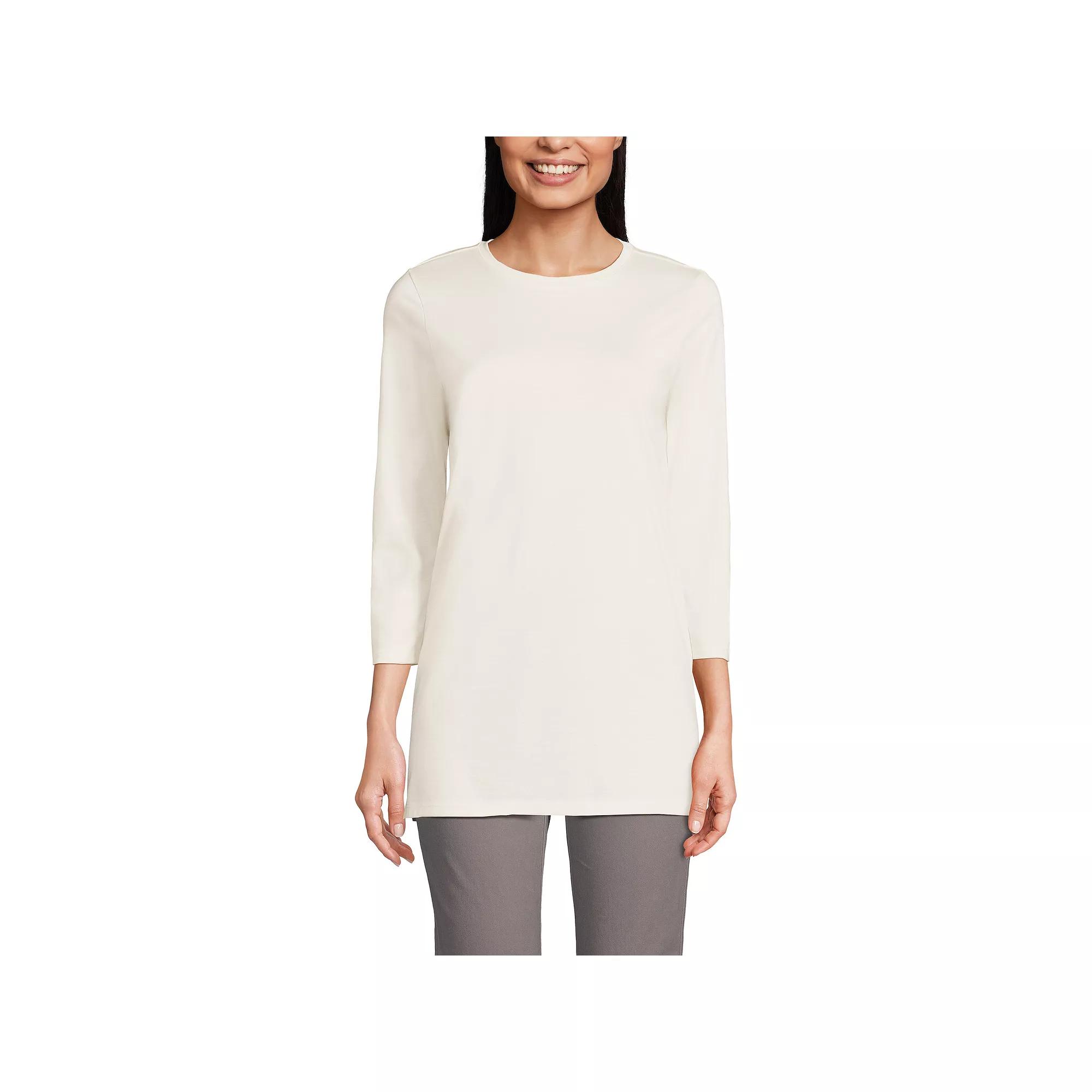 Women's Lands' End Supima Cotton Crewneck Tunic, Size: XL, Fresh Ivory Product Image