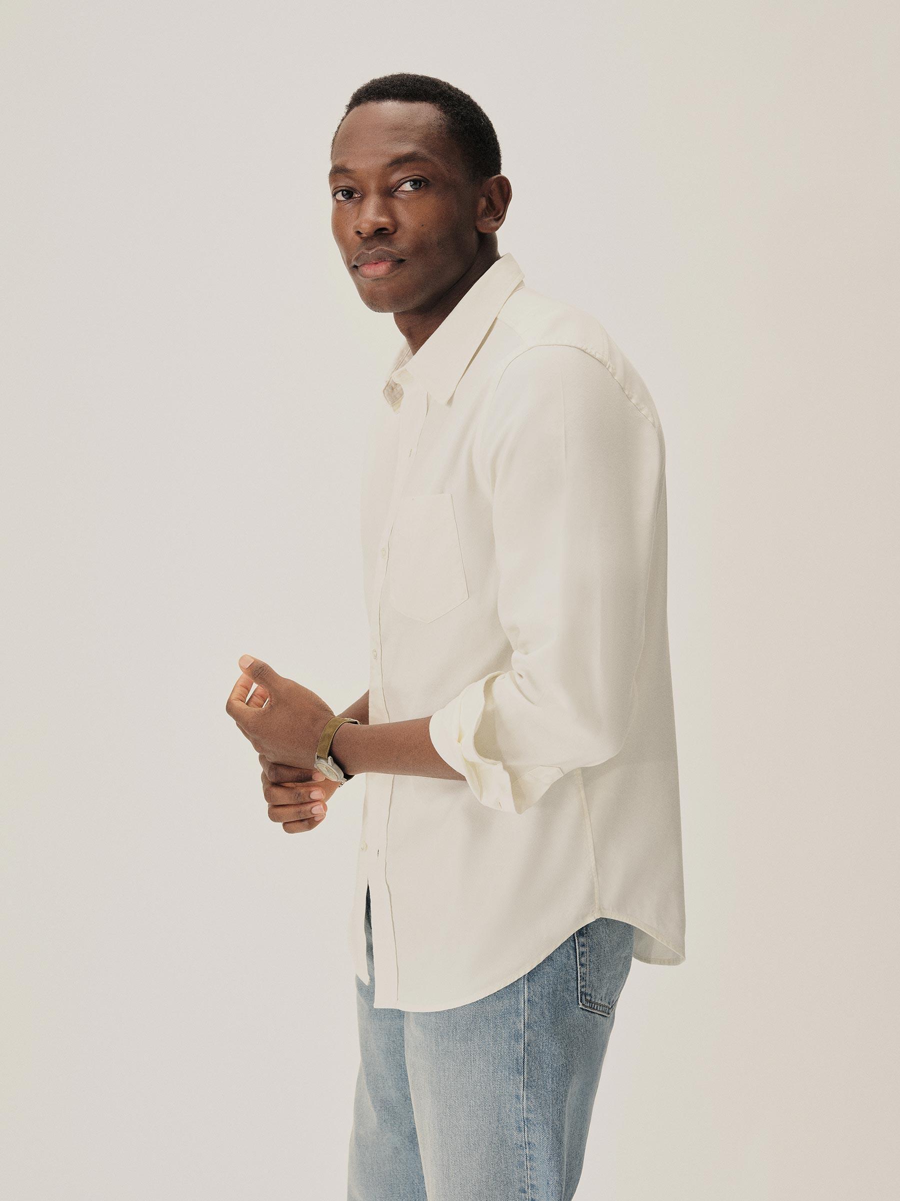 Natural Draped Twill One Pocket Shirt Product Image