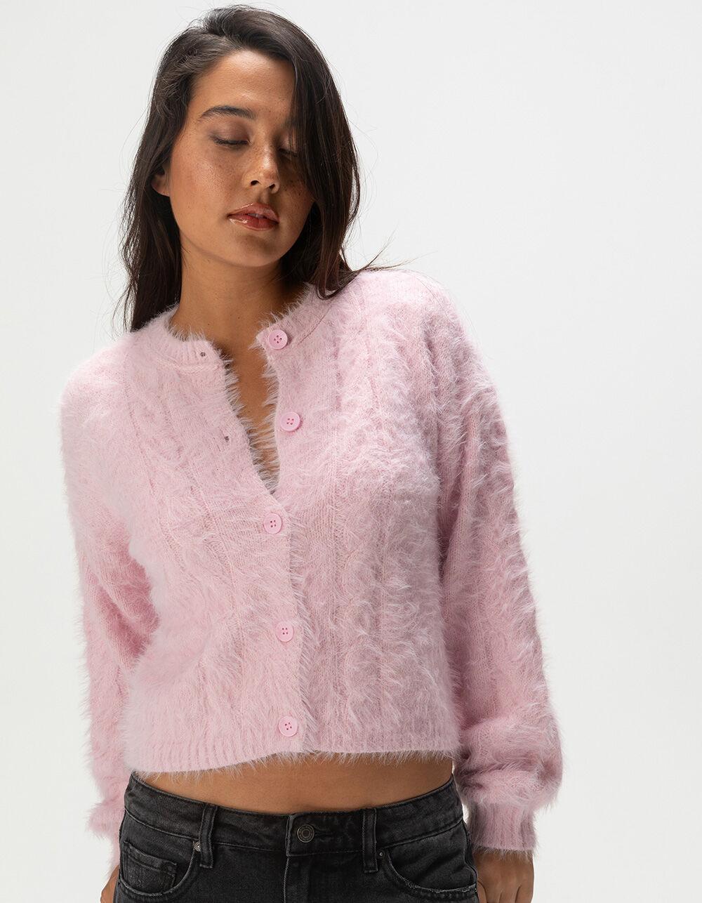 RSQ Womens Cable Fuzzy Cardigan - CREAM Product Image