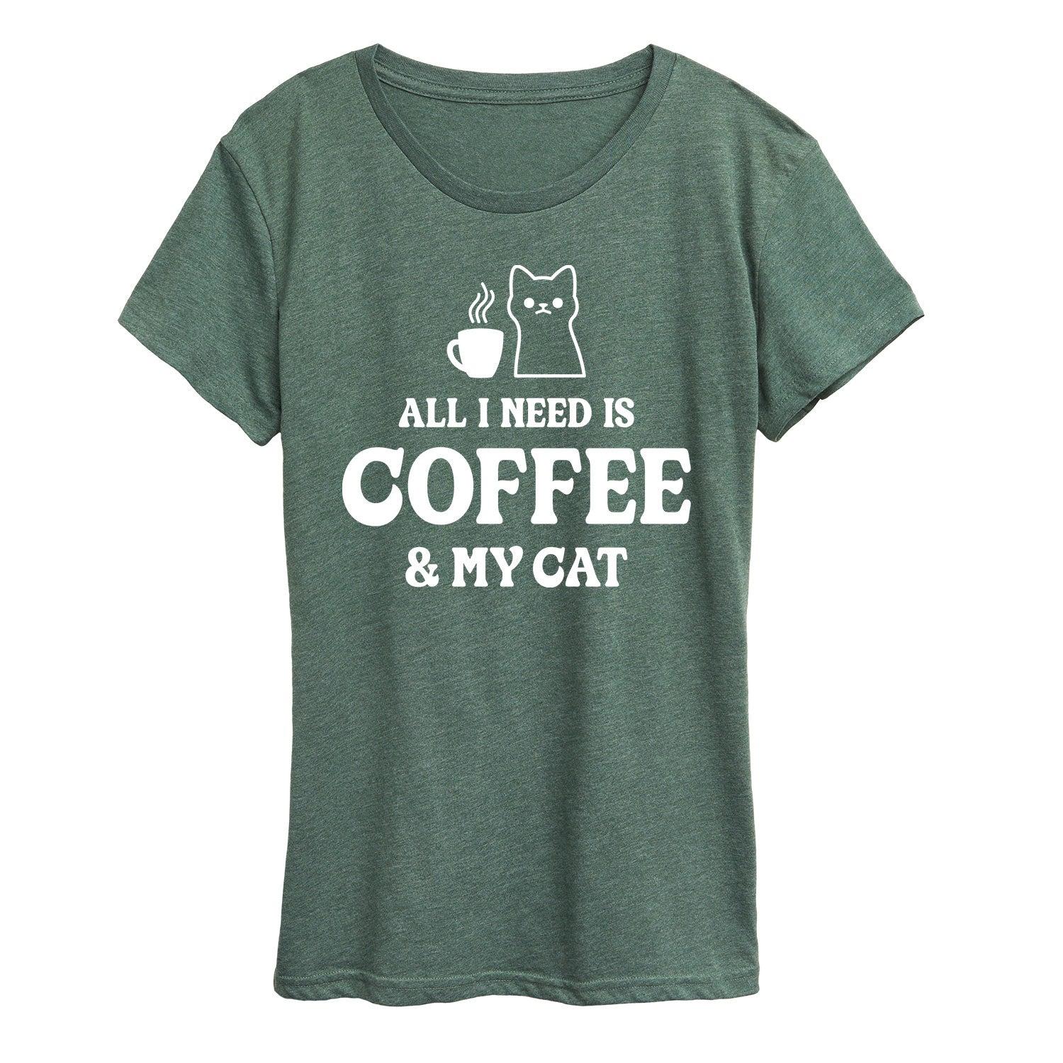 Women's All I Need Coffee Cat Graphic Tee, Girl's,  Product Image