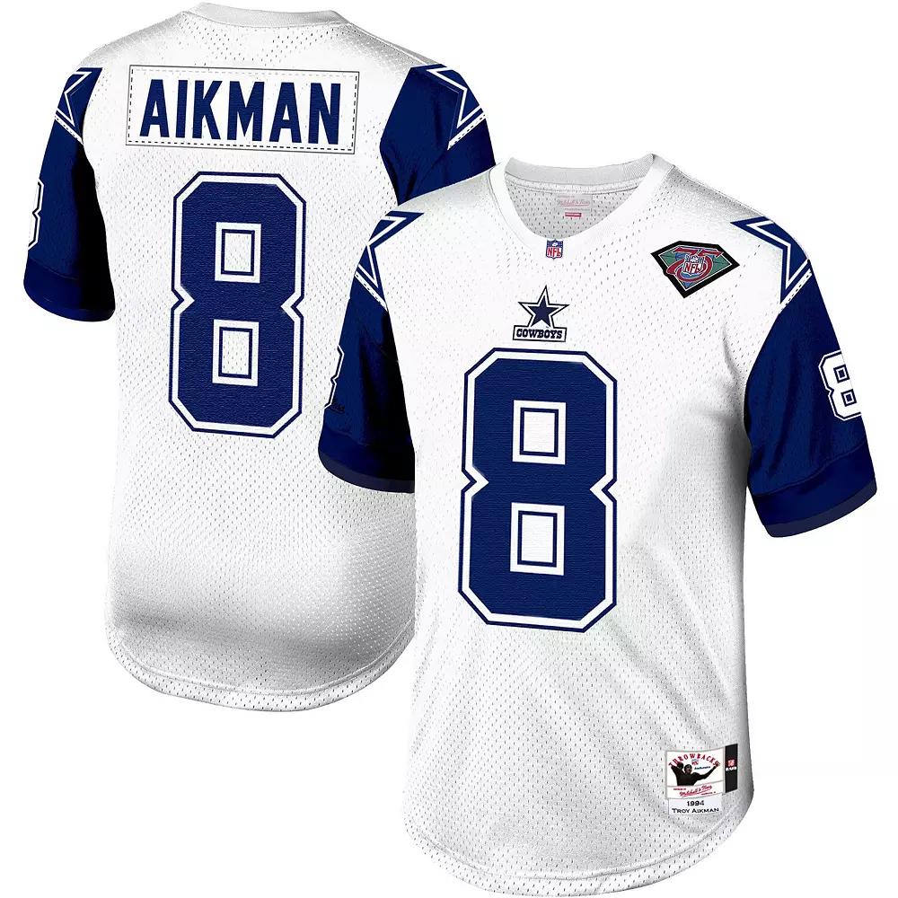 Men's Mitchell & Ness Troy Aikman White/Navy Dallas Cowboys 1994 Authentic Retired Player Jersey, Size: 60 Product Image
