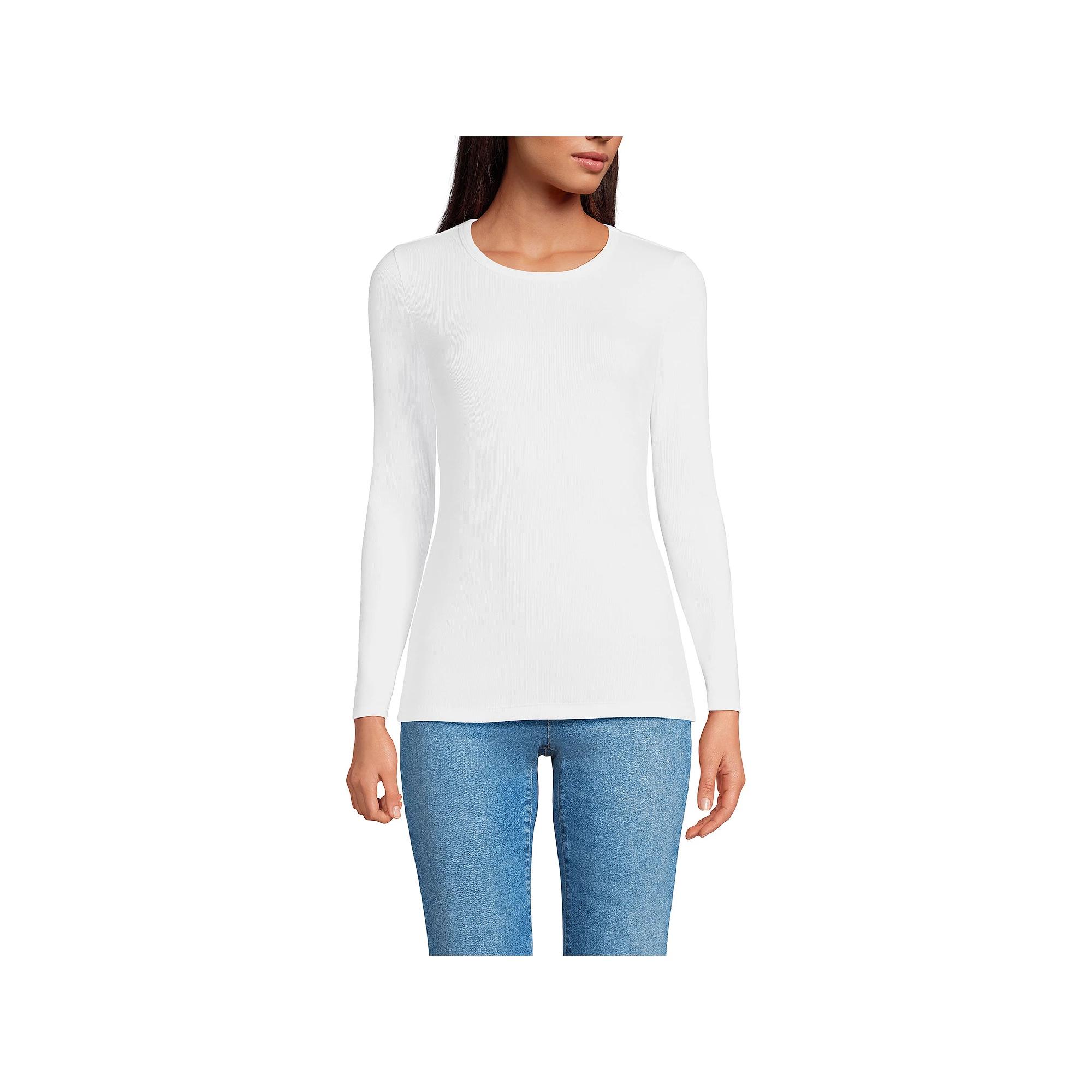 Women's Tall Lands' End Long Sleeve Micro Rib Tee,  Product Image