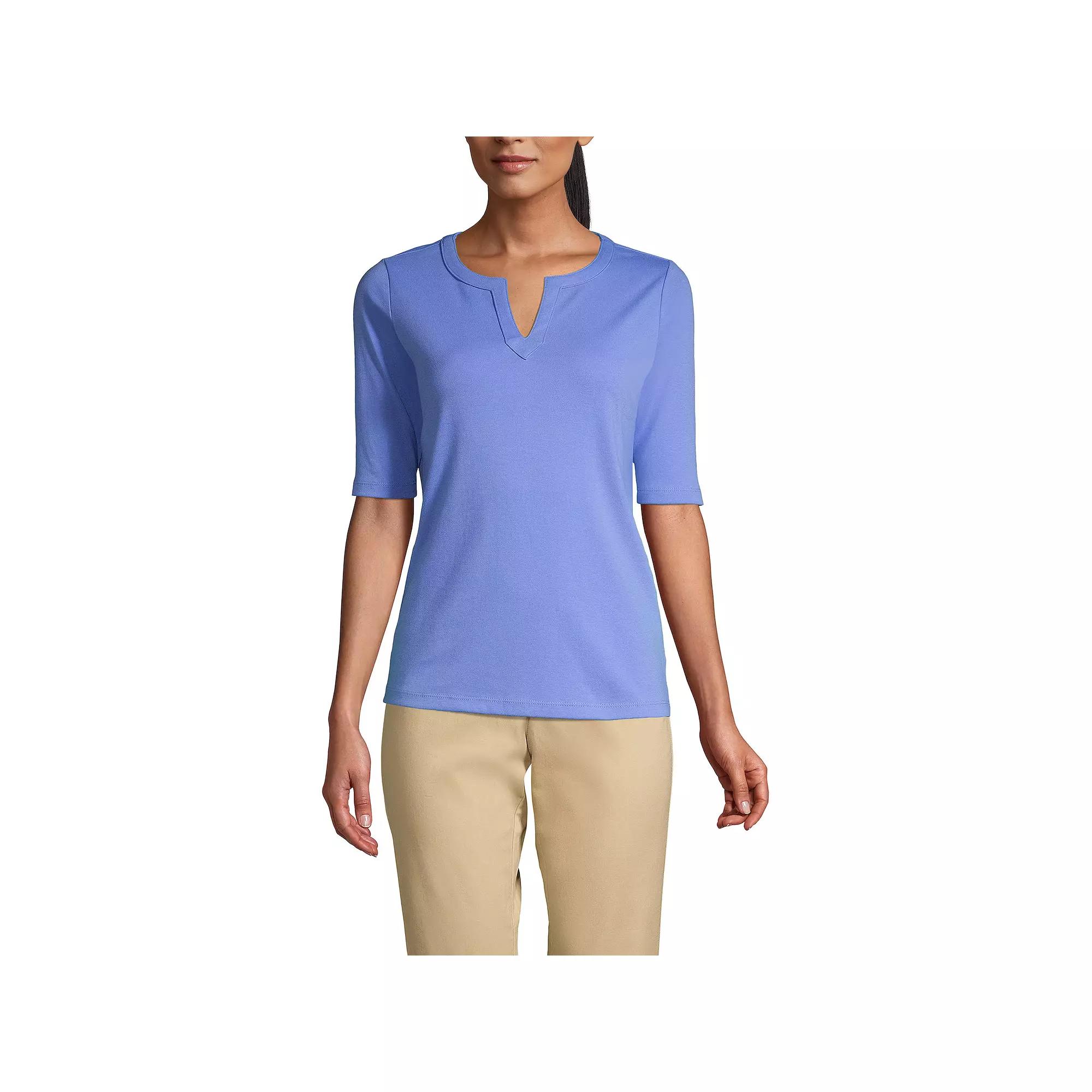 Women's Lands' End Modern Half Sleeve Splitneck Top,  Product Image