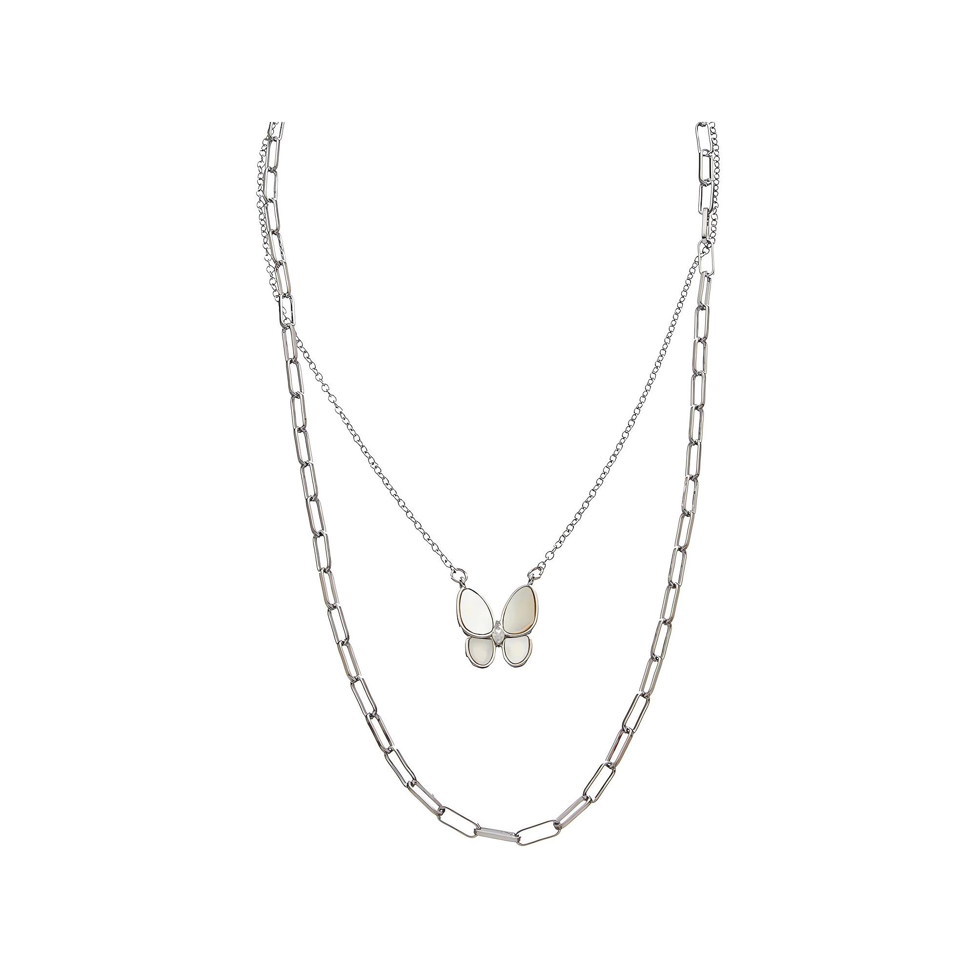 Juvell Two Tone 18k Gold Plated Freshwater Cultured Pearl Butterfly Necklace, Women's, Size: 18-20" ADJ, Silver Tone Product Image