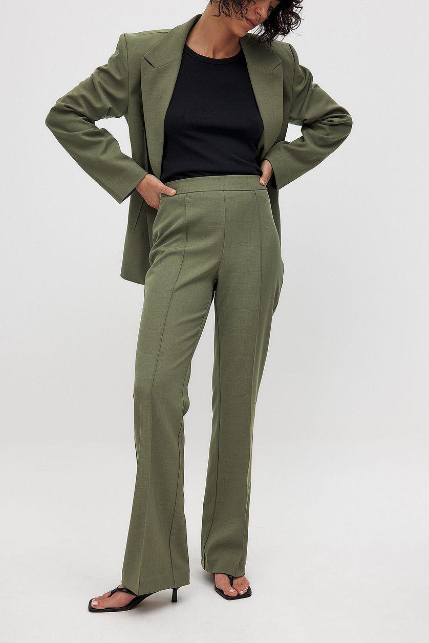 Flared Mid Waist Suit Pants Product Image