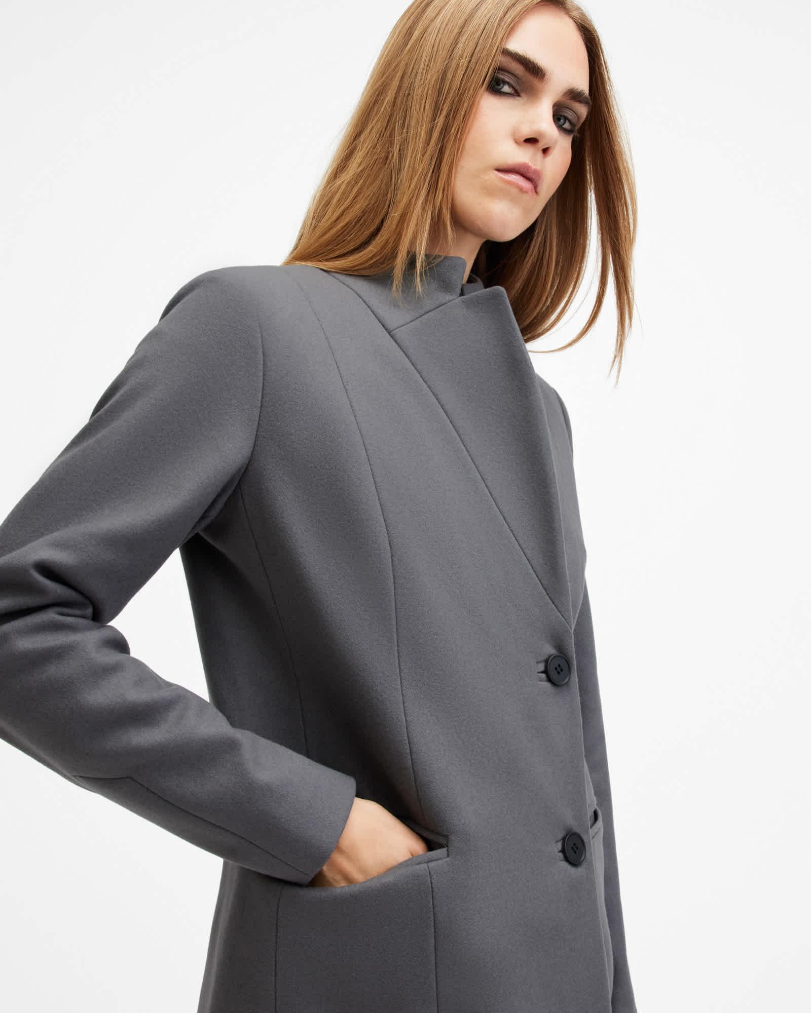 Sidney Wool Cashmere Blend Tailored Coat EIFFEL GREY | ALLSAINTS US Product Image