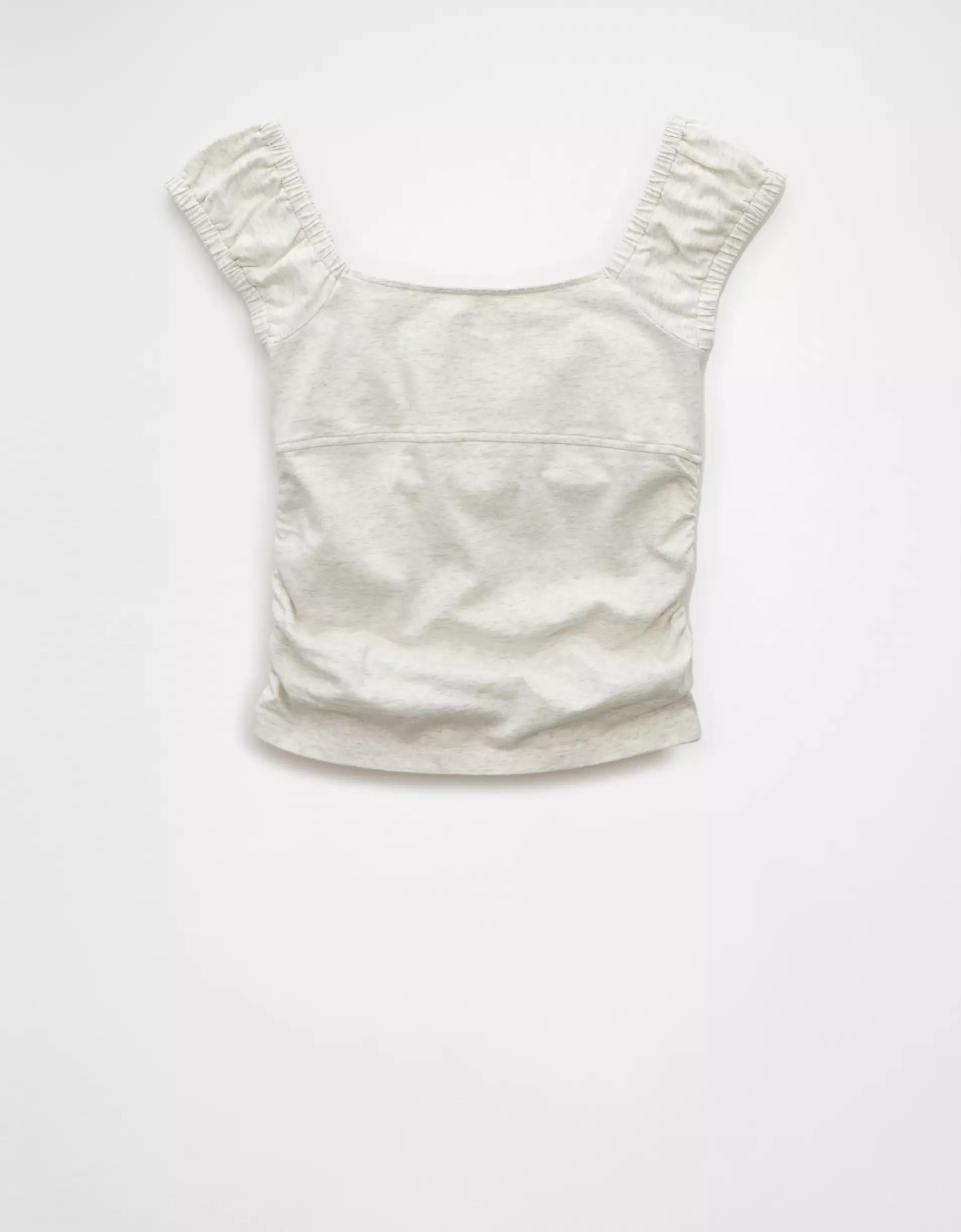 AE Ruched Square Neck T-Shirt Product Image