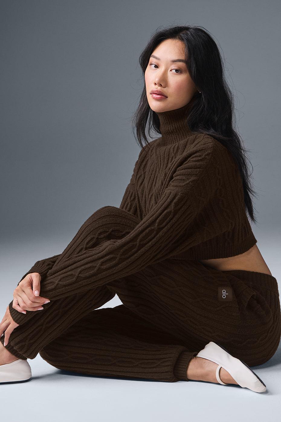 Cable Knit Winter Bliss Pant - Espresso Female Product Image