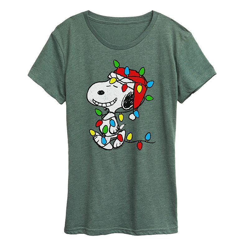 Women's Peanuts Snoopy Christmas Lights Graphic Tee,  Product Image