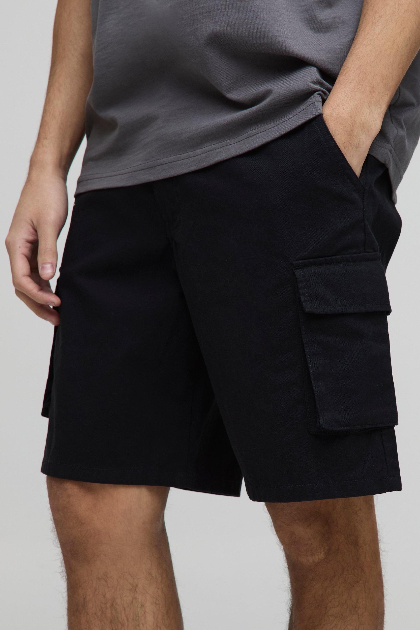 Fixed Waist Baggy Cargo Twill Shorts | boohooMAN USA Product Image