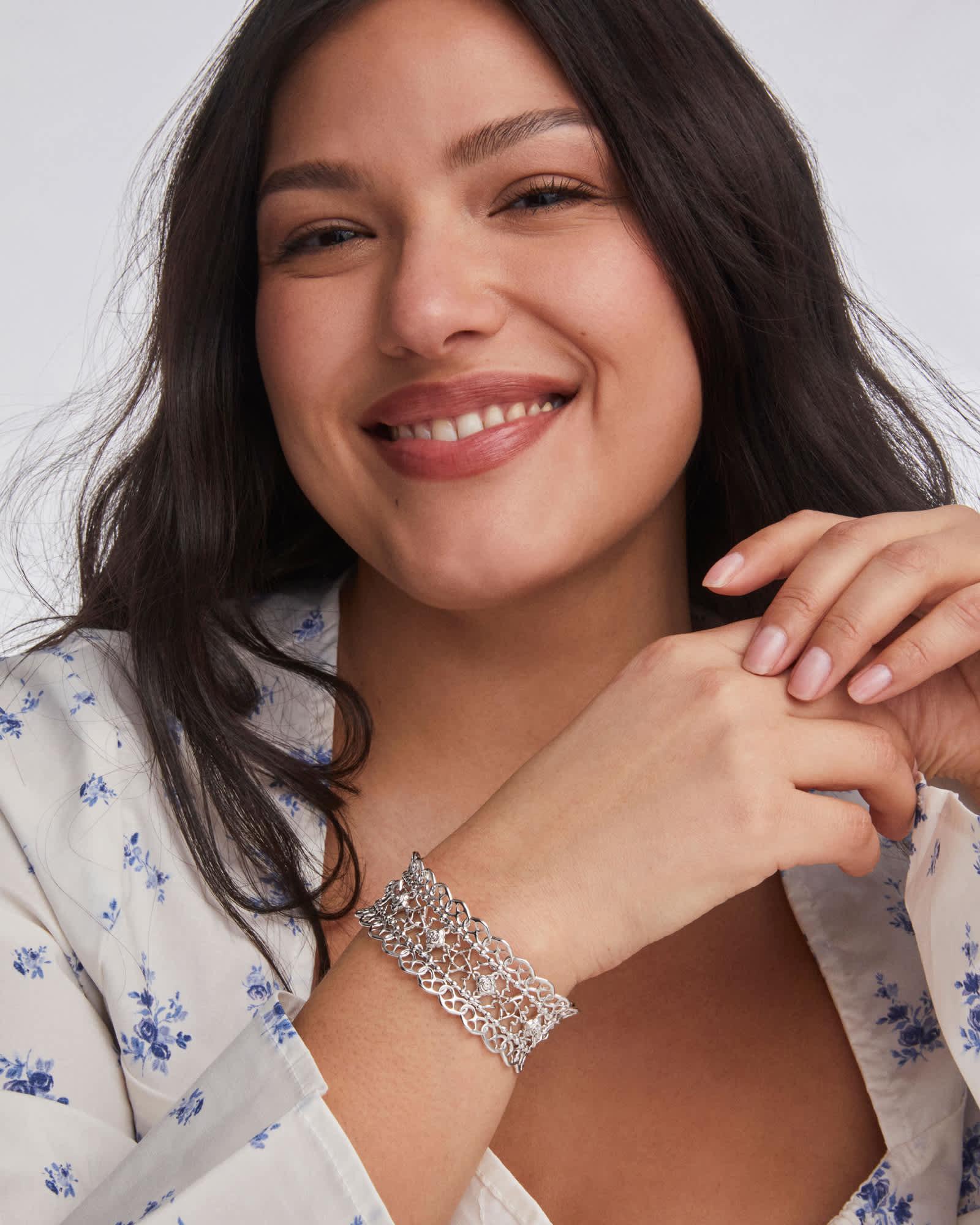 Krista Lace Silver Cuff Bracelet Product Image