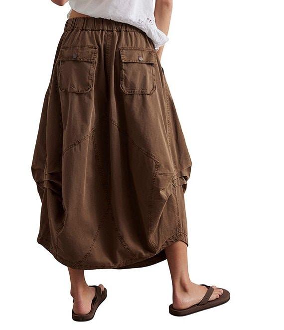 Free People Willow Poplin Mid Rise Parachute Drawstring Waist Midi Skirt Product Image
