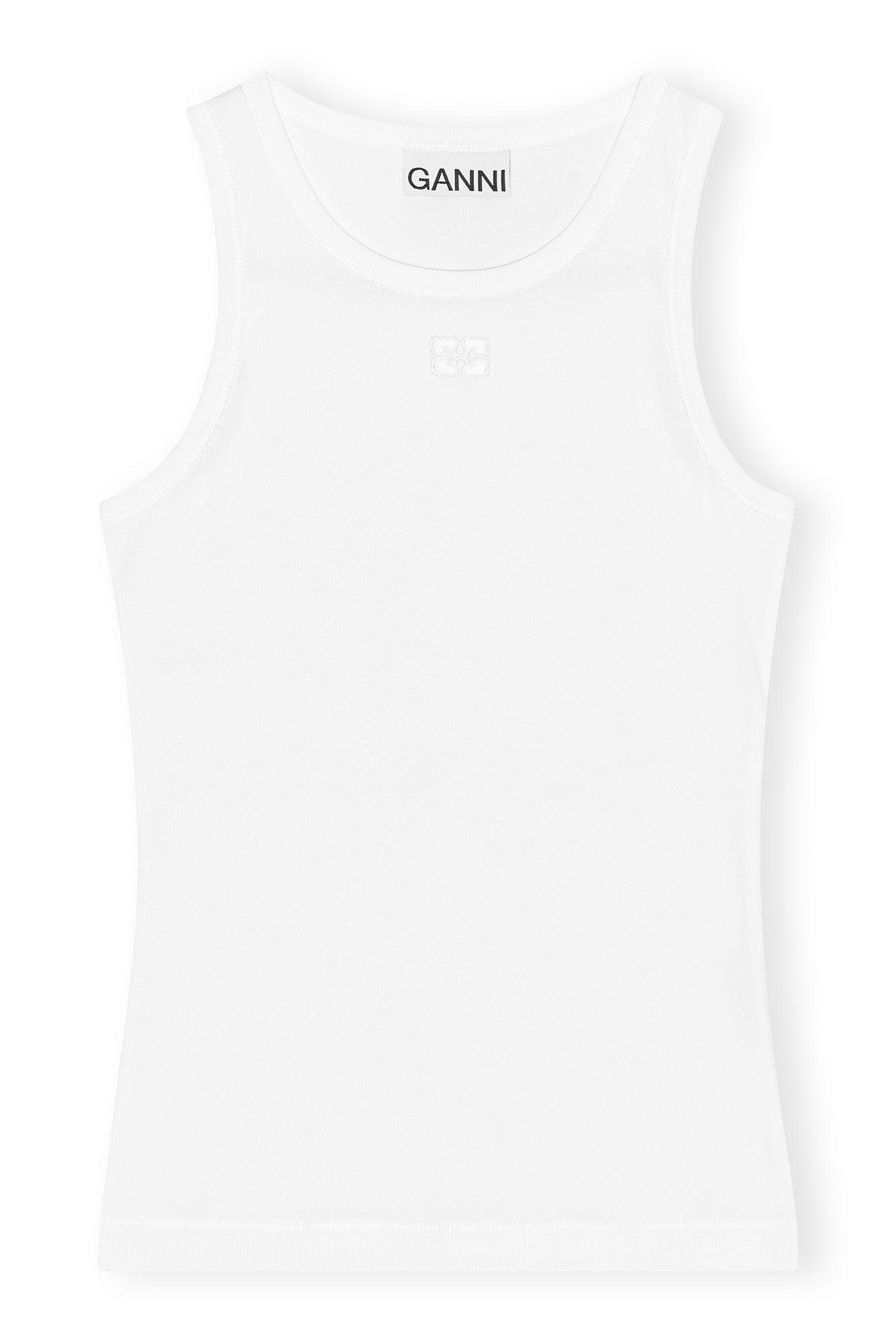 White Soft Cotton Rib Tank Top Product Image