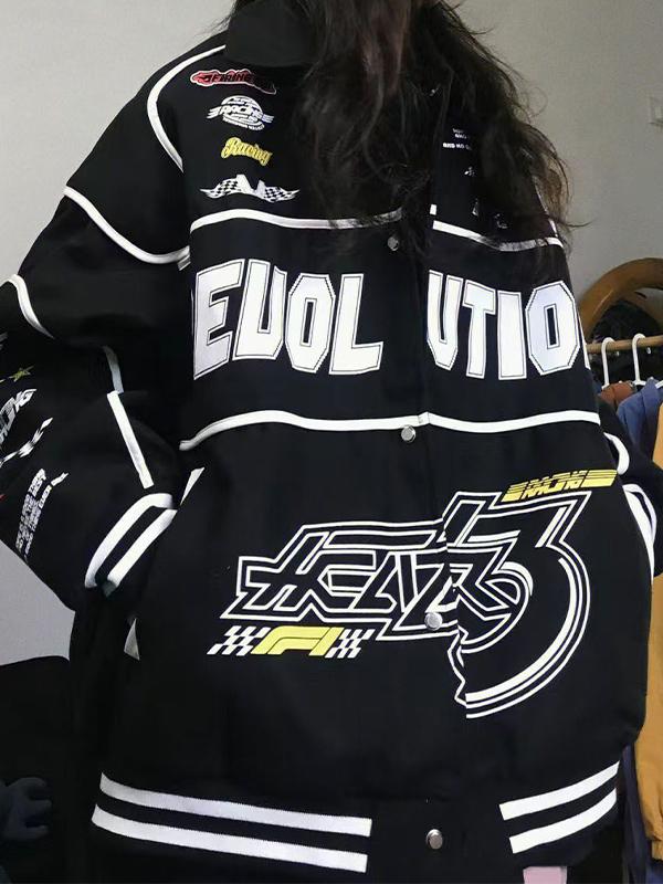 Street Print Splice Varsity Jacket Product Image